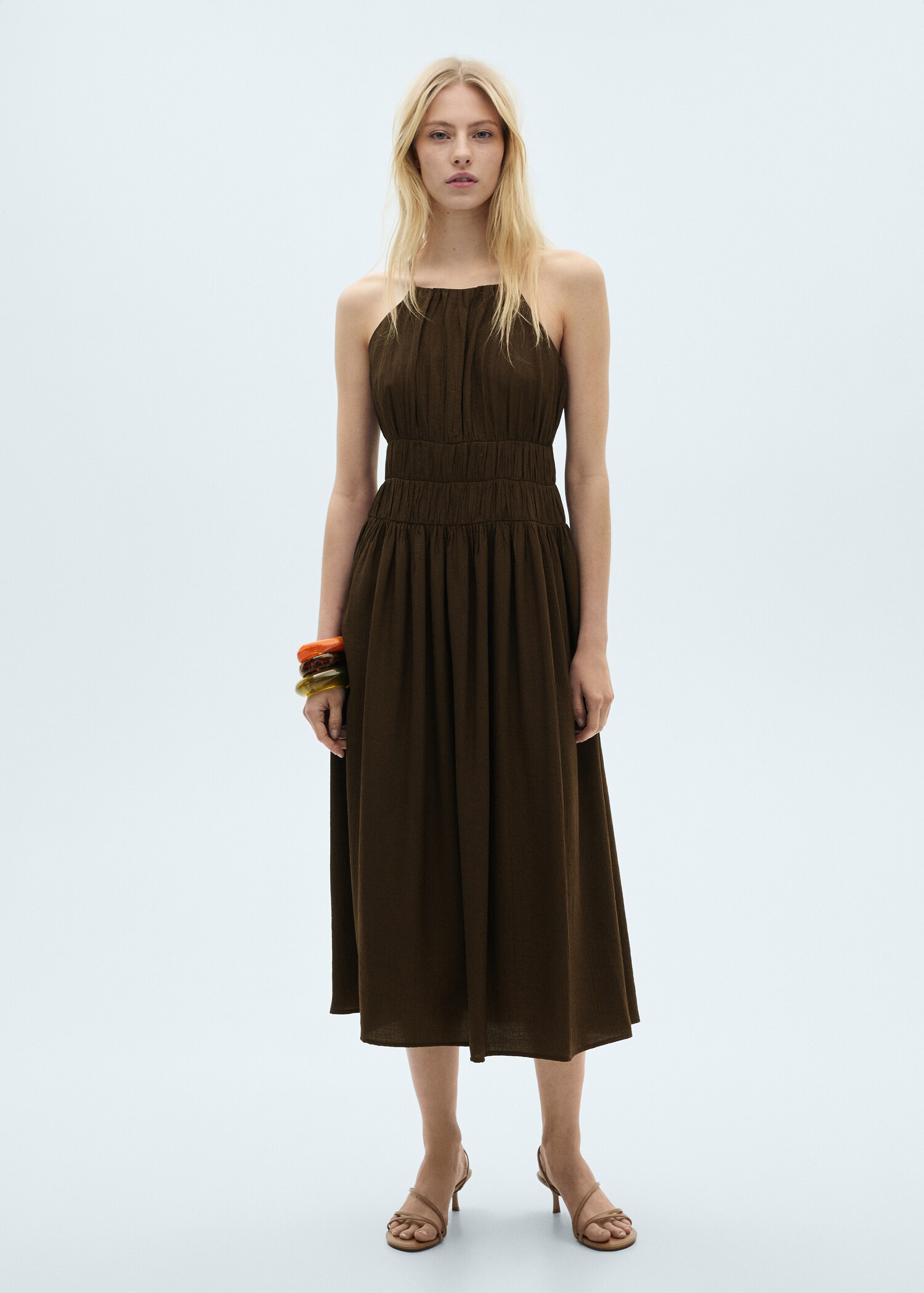 Midi-dress with gathered waist - General plane
