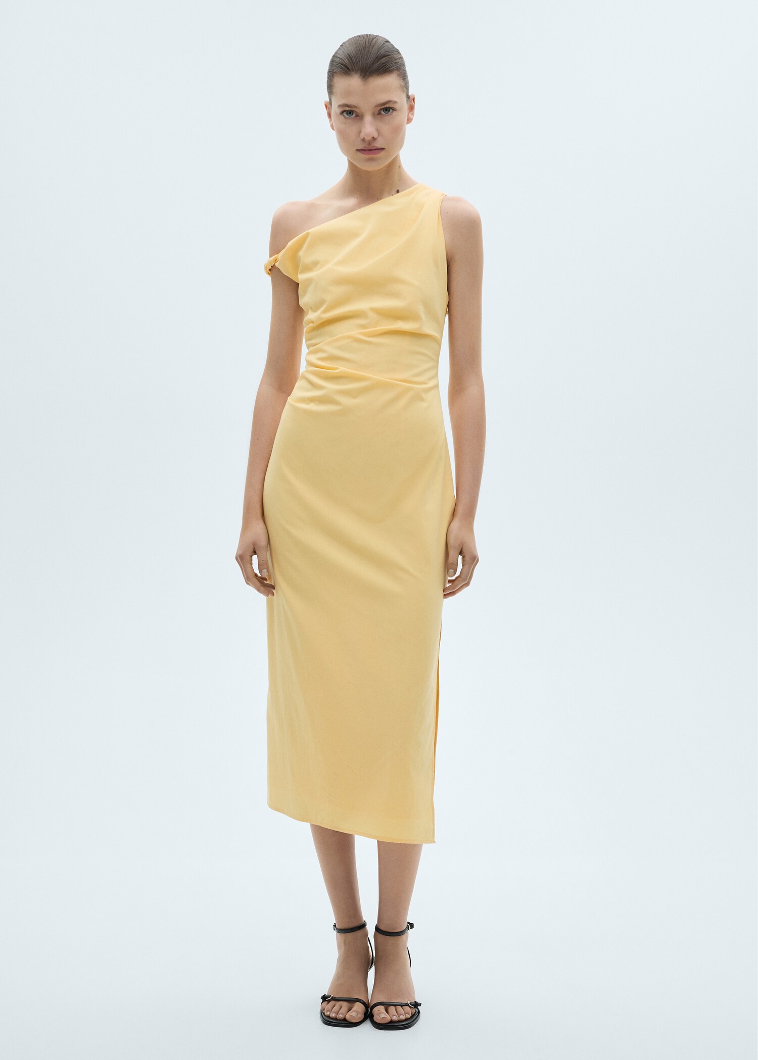Draped asymmetrical midi-dress - General plane