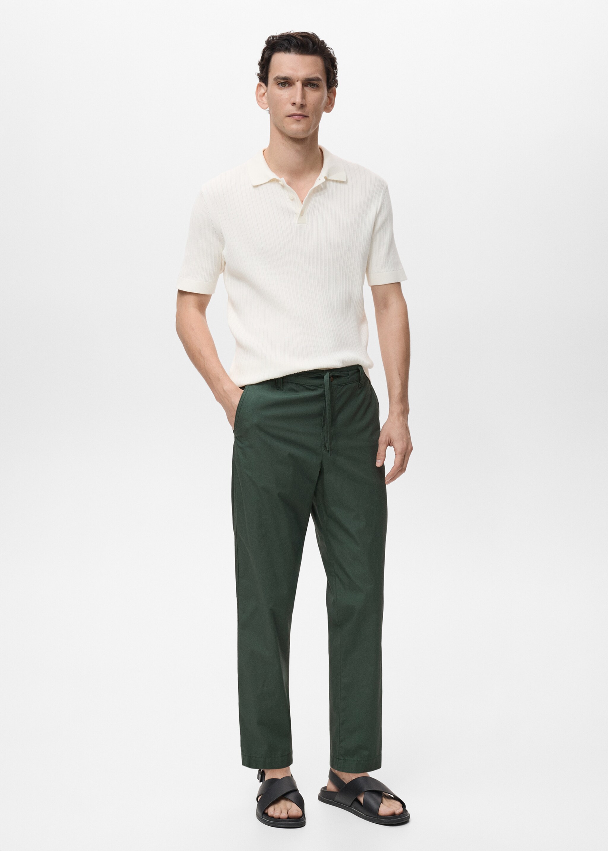 Cotton pants with adjustable drawstring - General plane