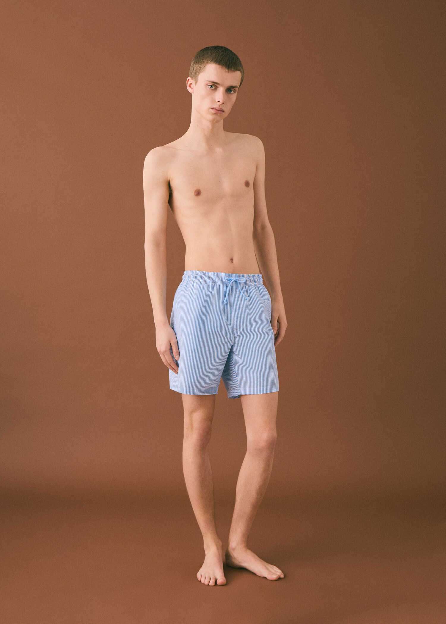 Striped drawstring swimsuit - General plane