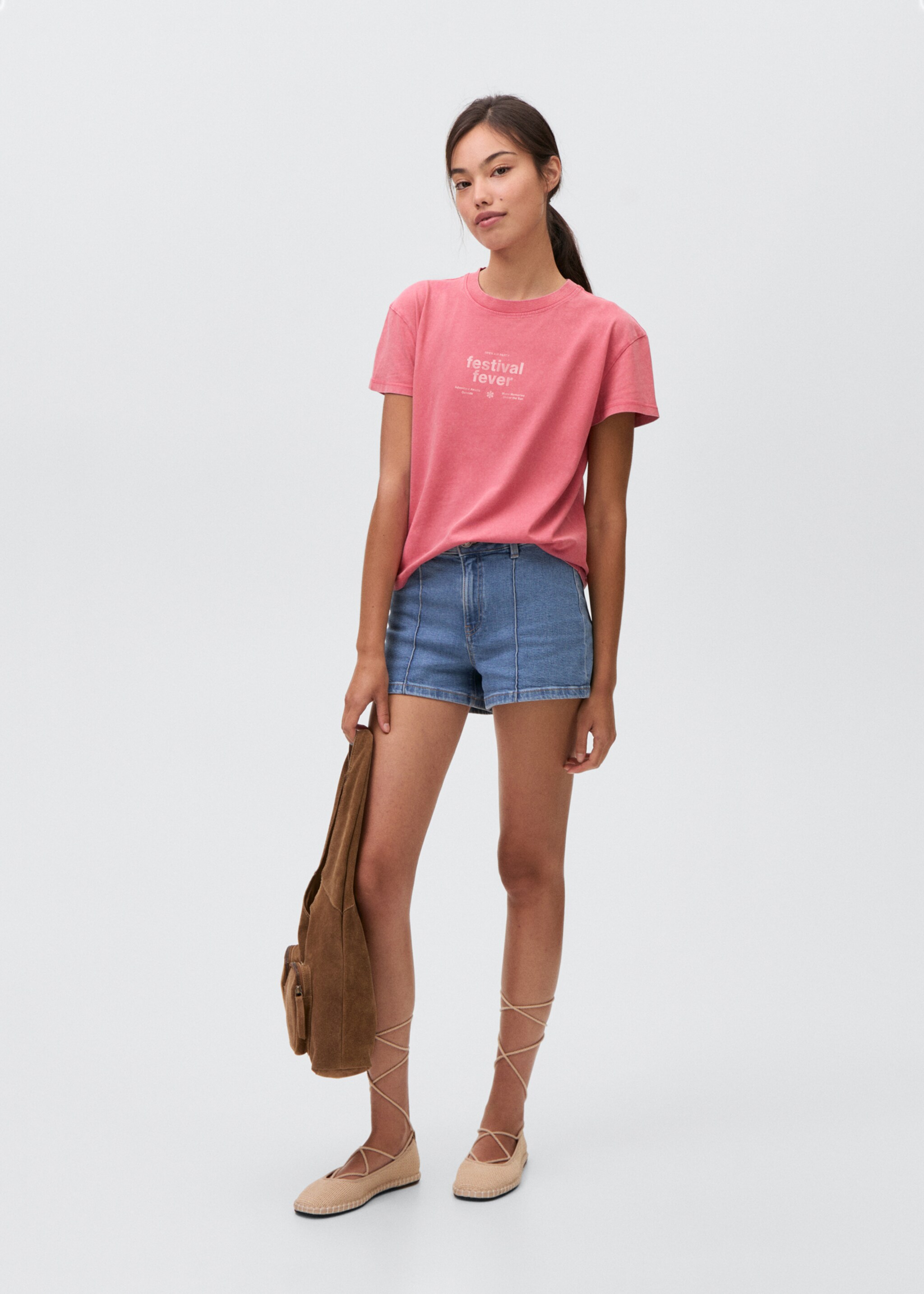 Bawełniany wzorzysty t-shirt - Plan ogólny