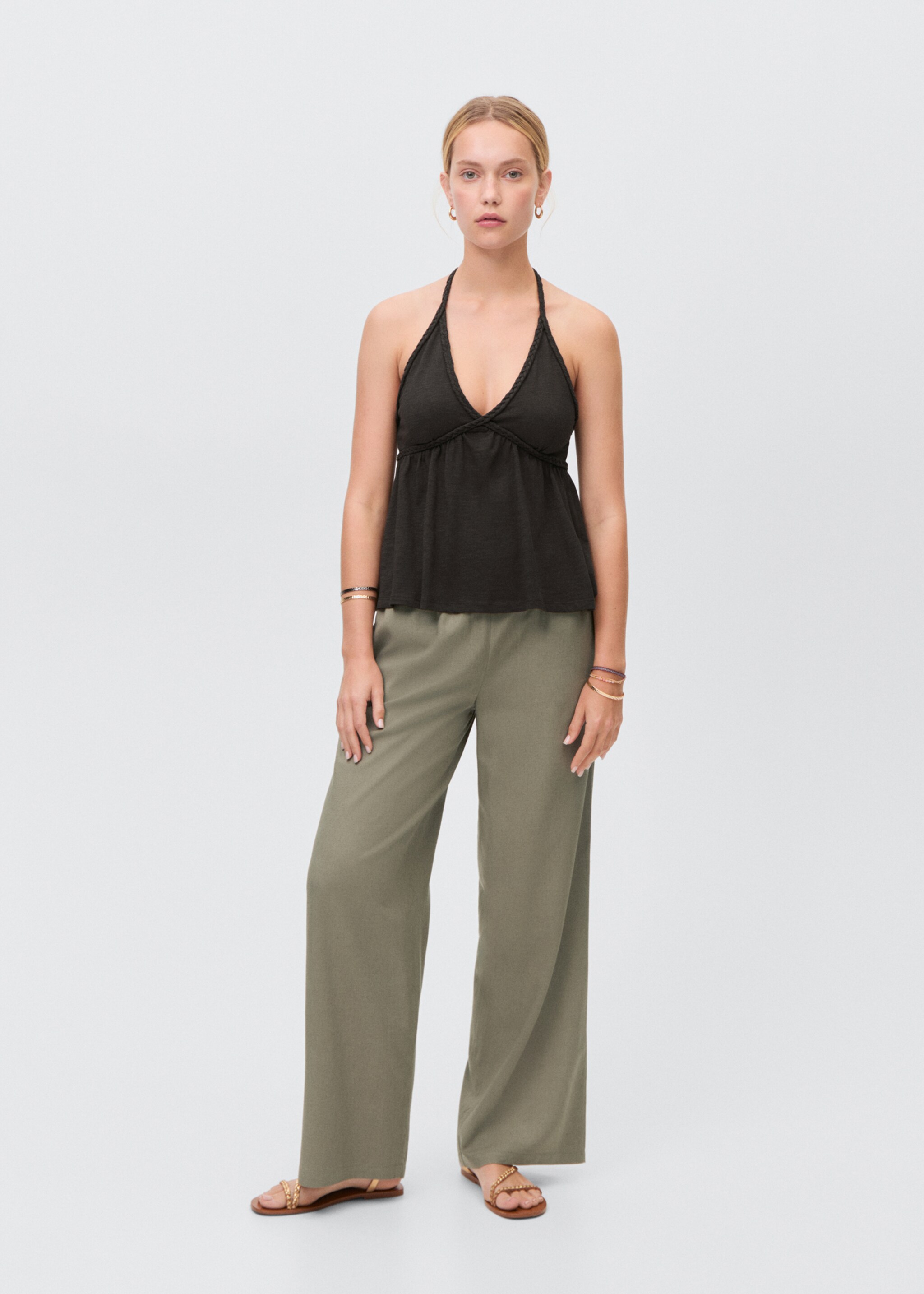 Linnen straight-fit broek - Overzichtstekening