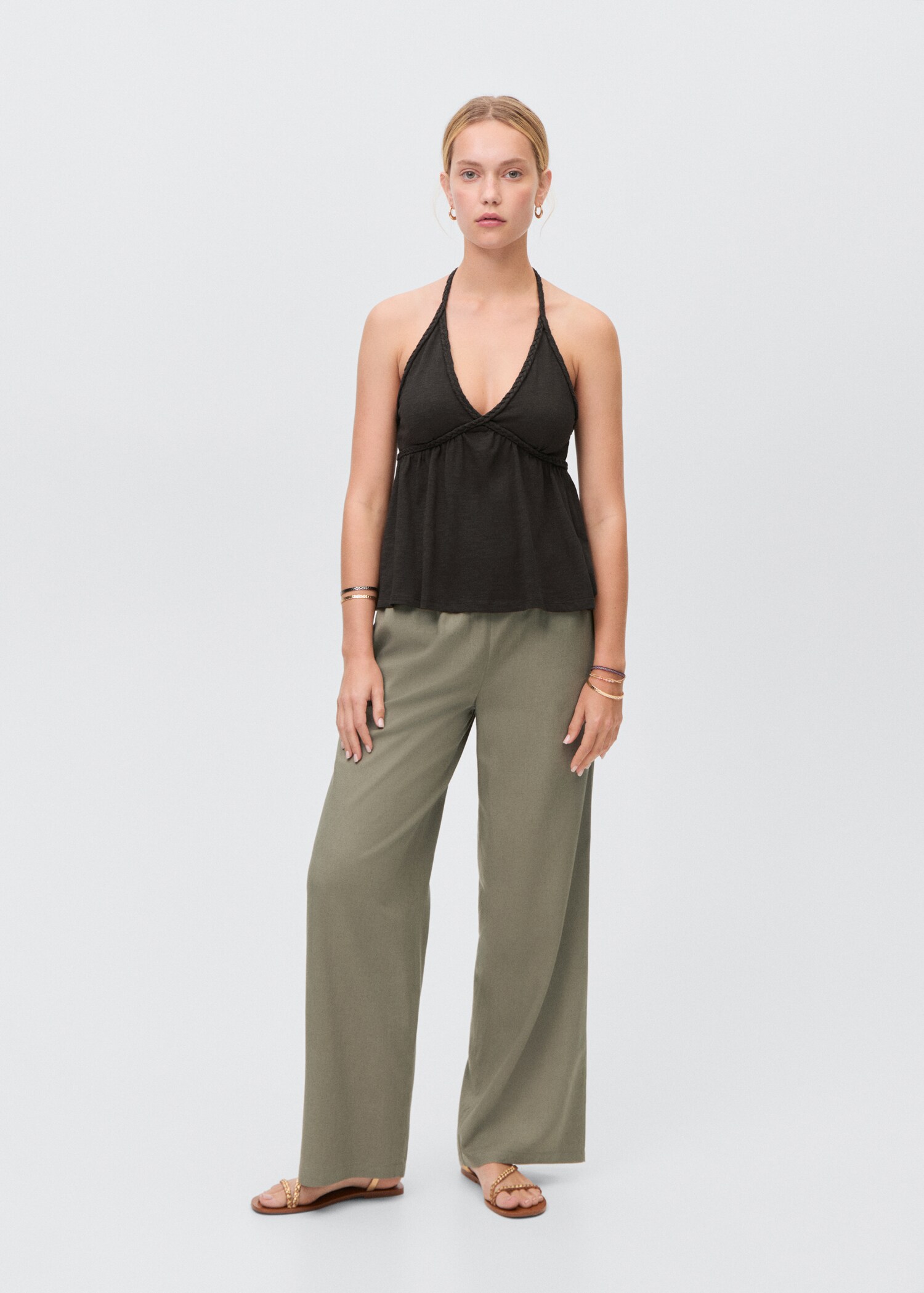Linnen straight-fit broek - Overzichtstekening