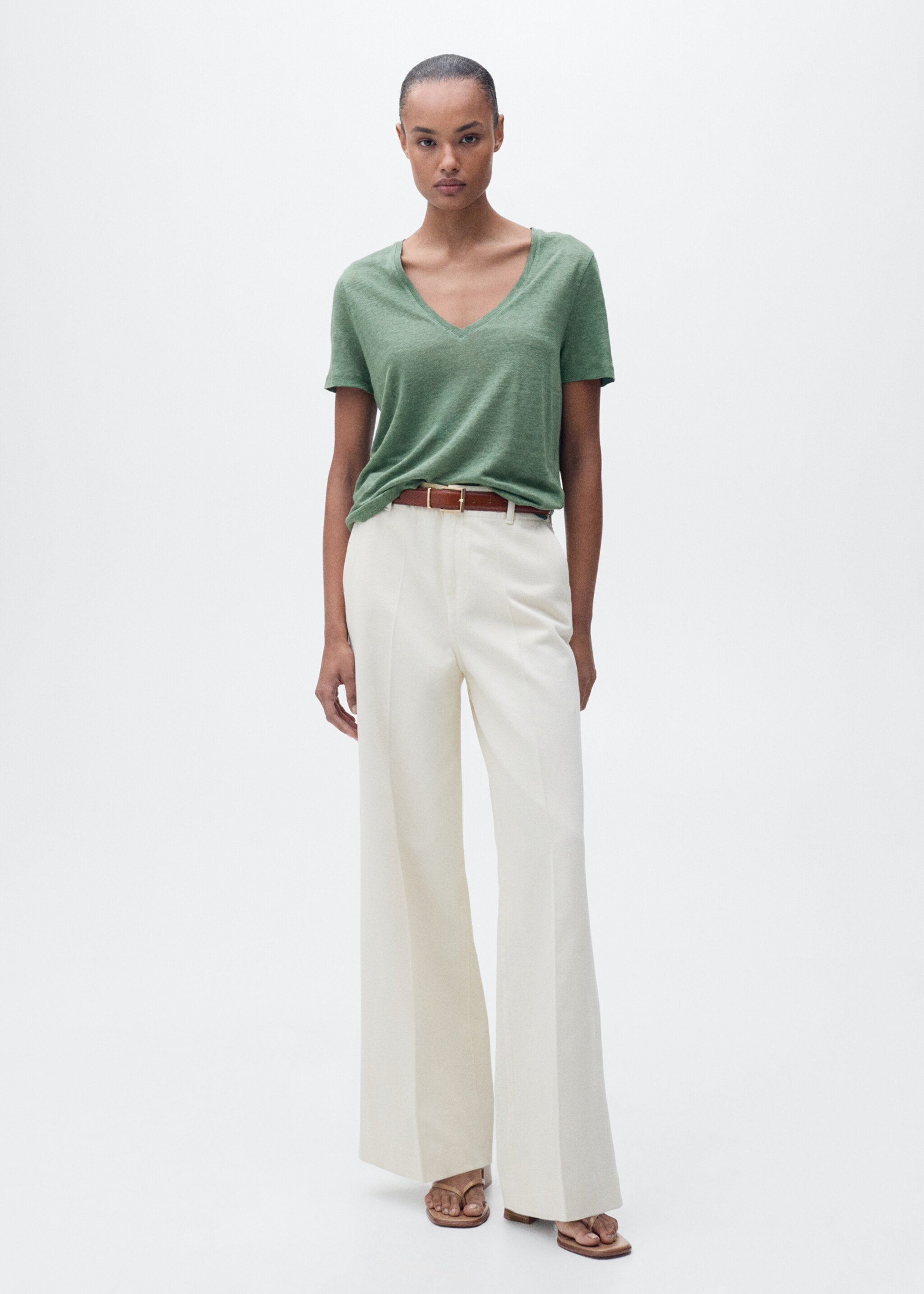 V-neck linen t-shirt - General plane