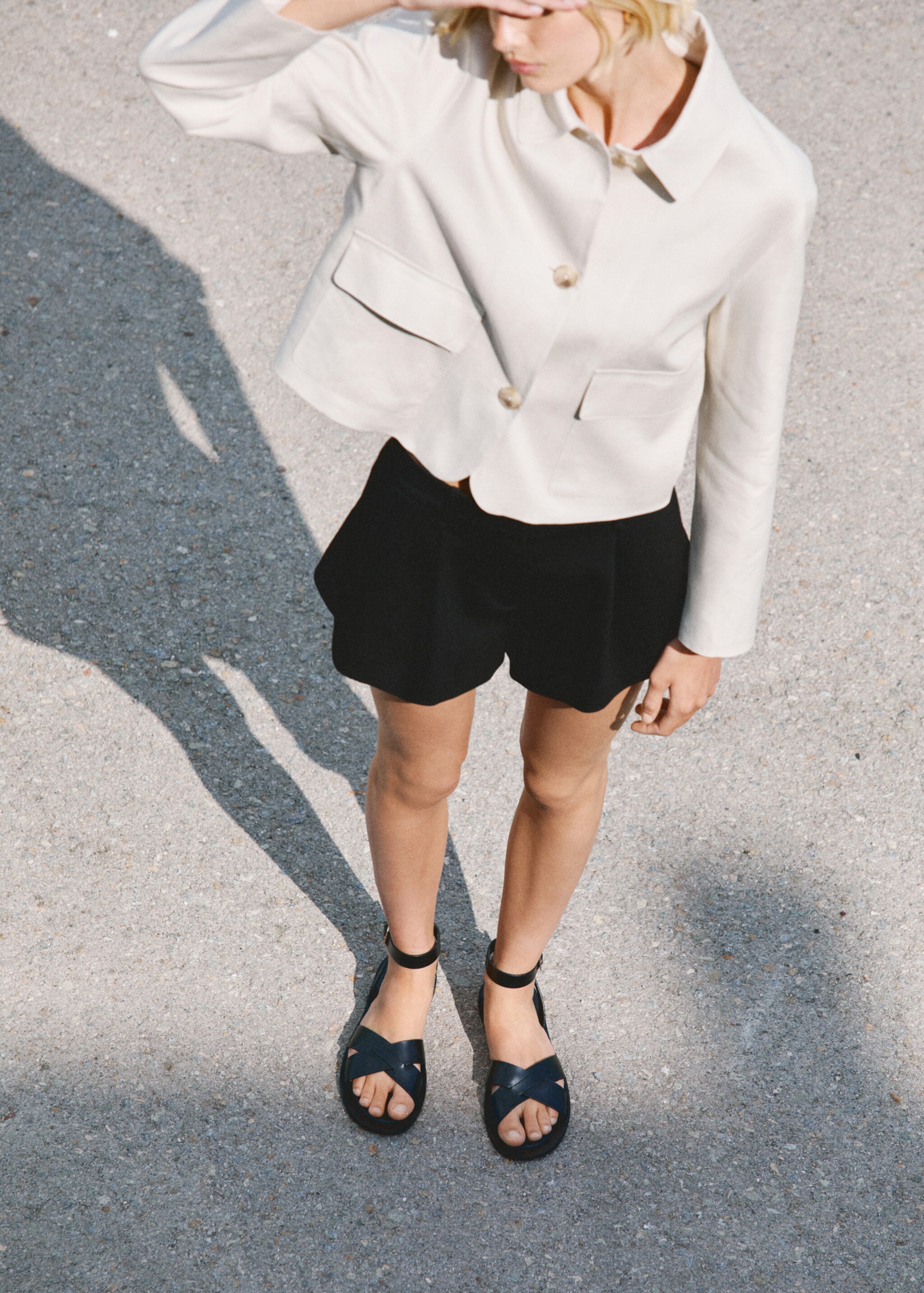 Leather sandals with buckle strap - General plane