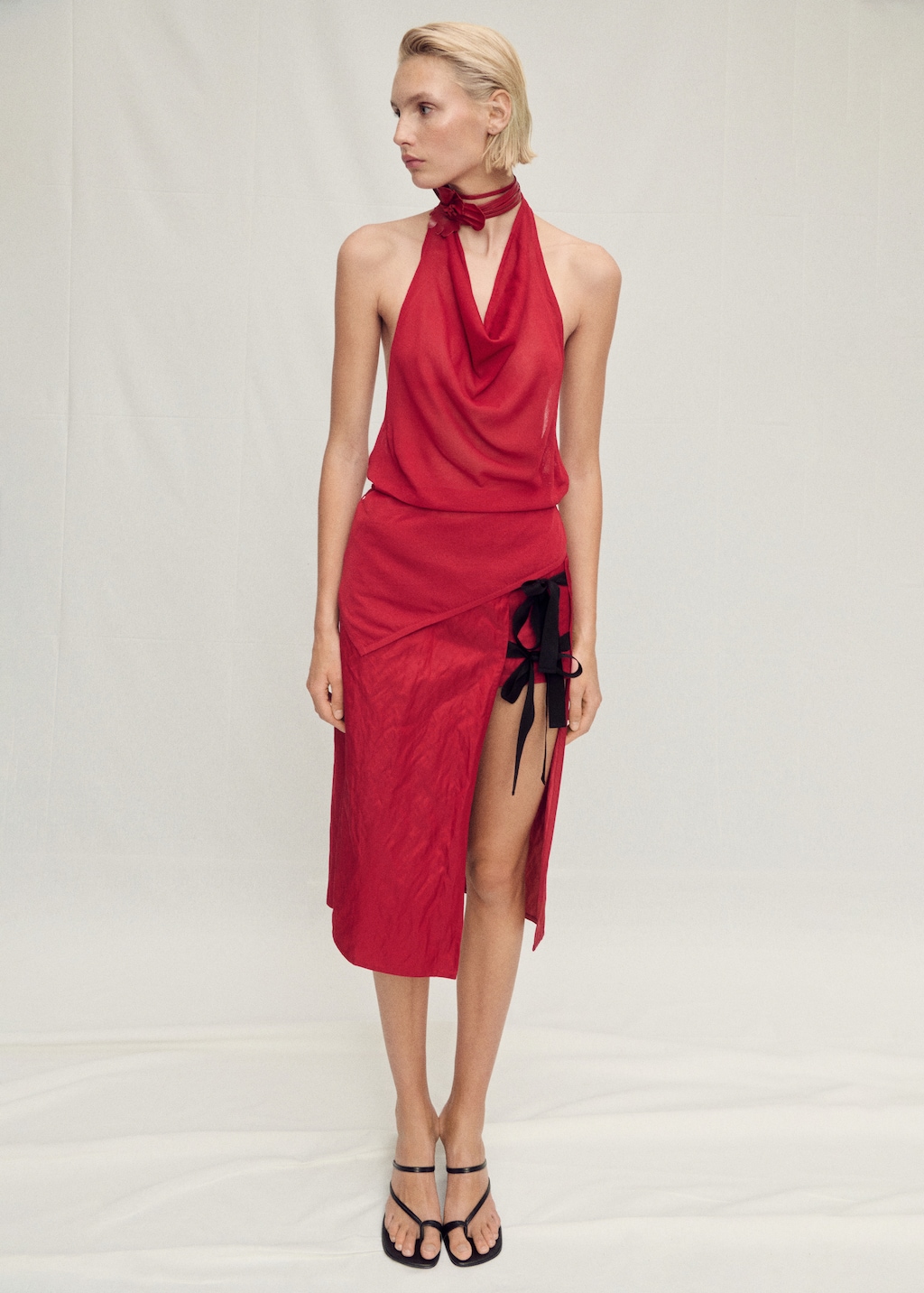 Mango Draped knitted top with open back thumbnail