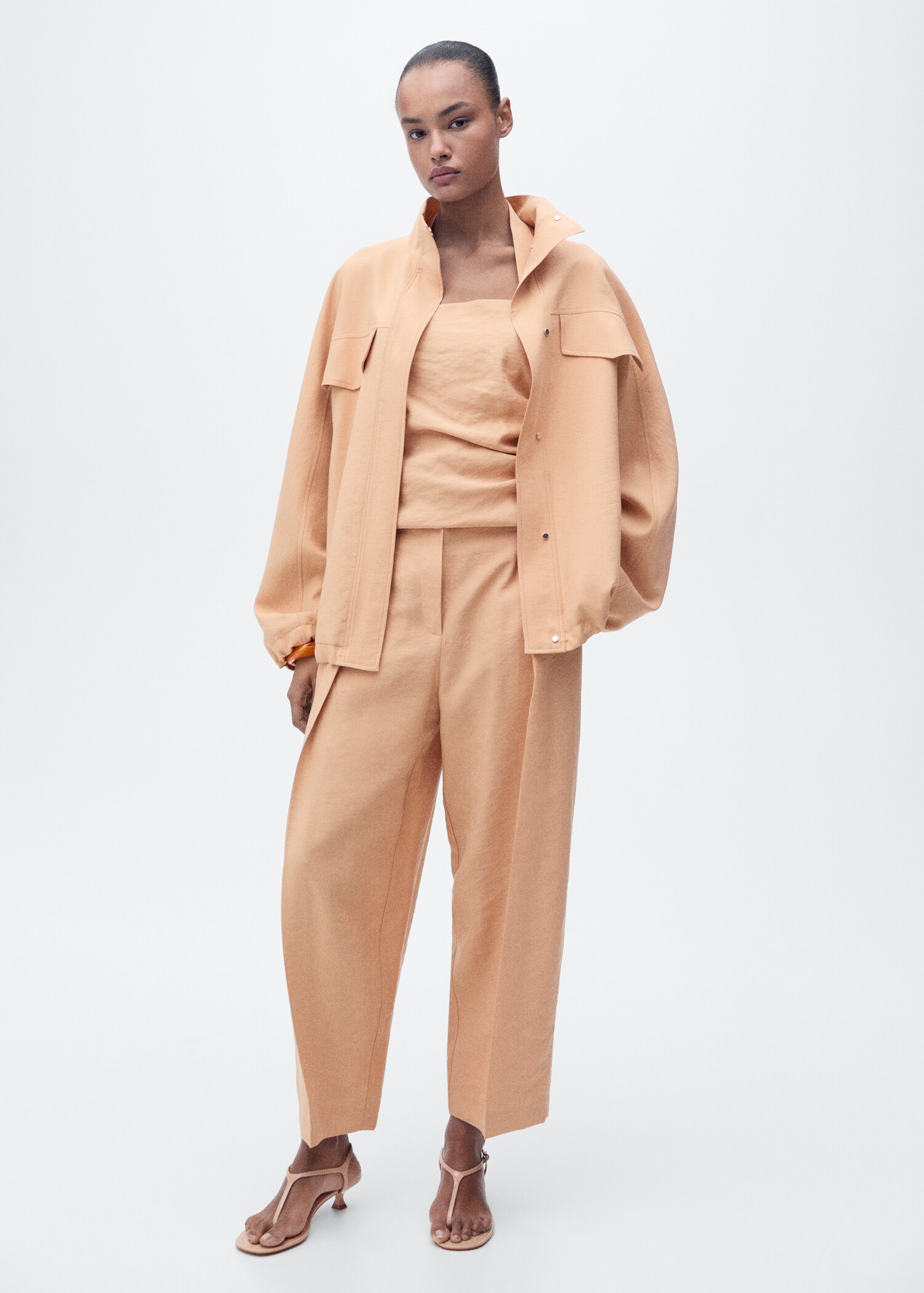 Straight-fit lyocell trousers with pleats - General plane