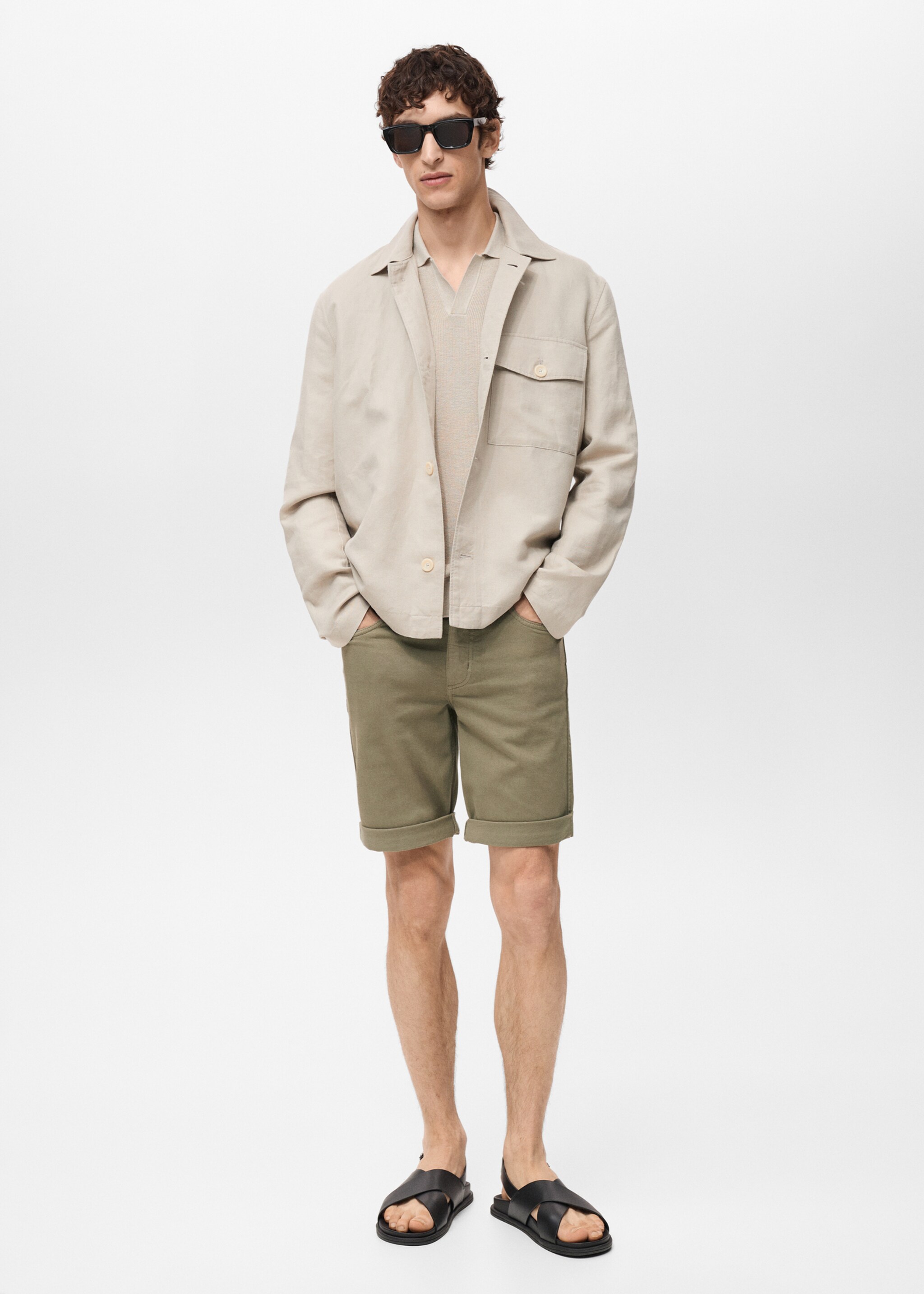Slim fit cotton Bermuda shorts - General plane