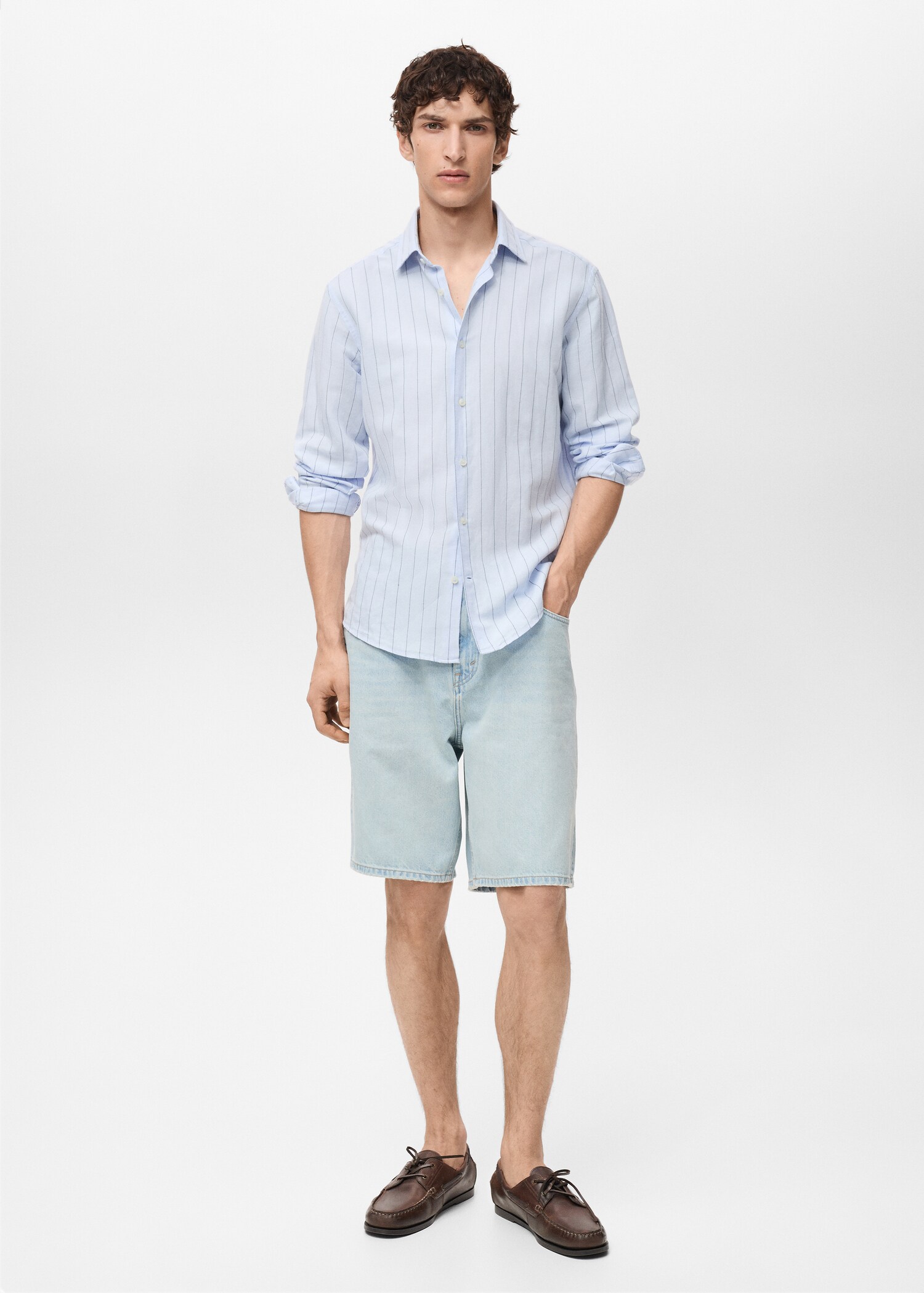 Denim relaxed-fit bermuda shorts - General plane