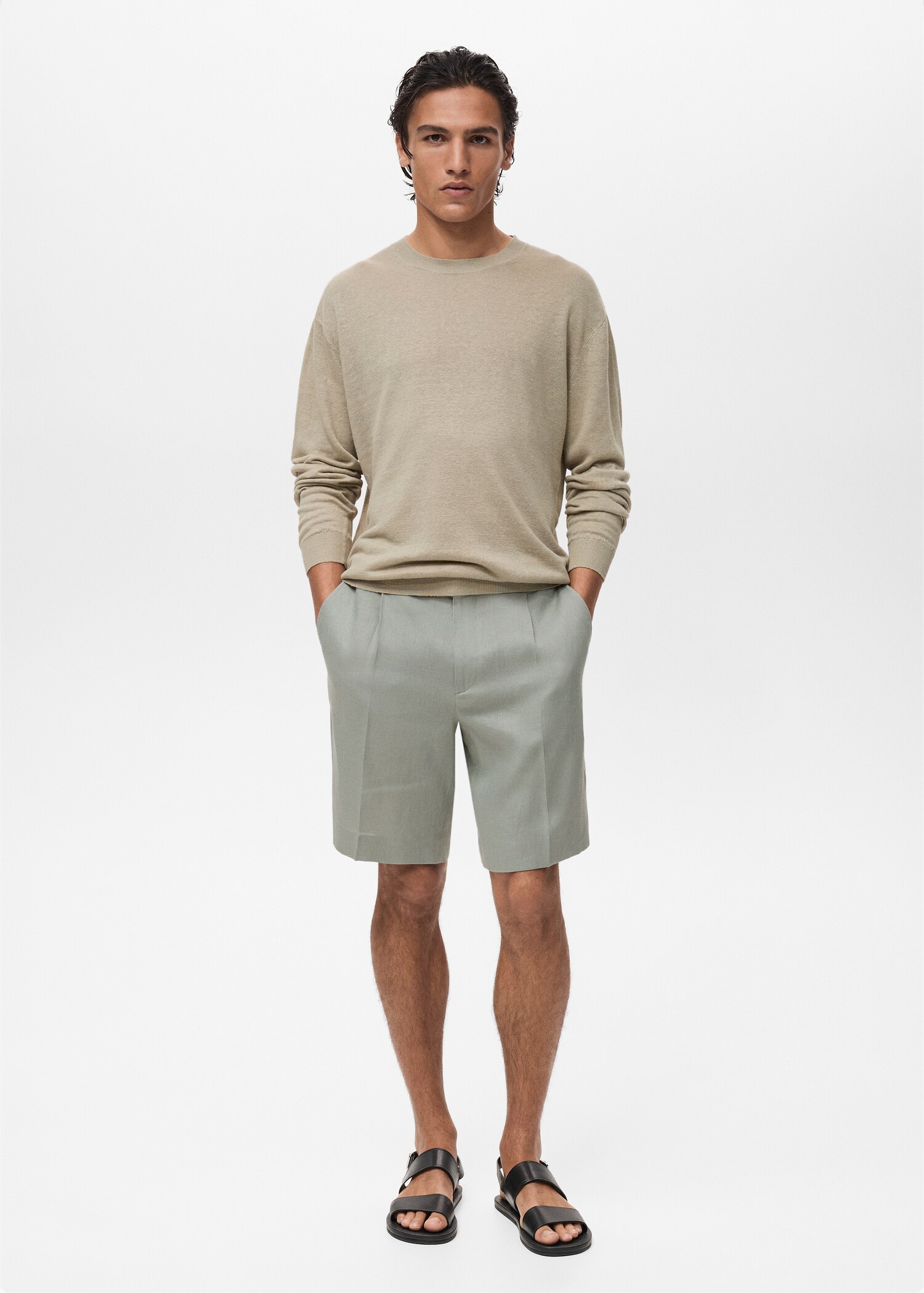 Bermudas 100 % linne pressveck - Allmän bild