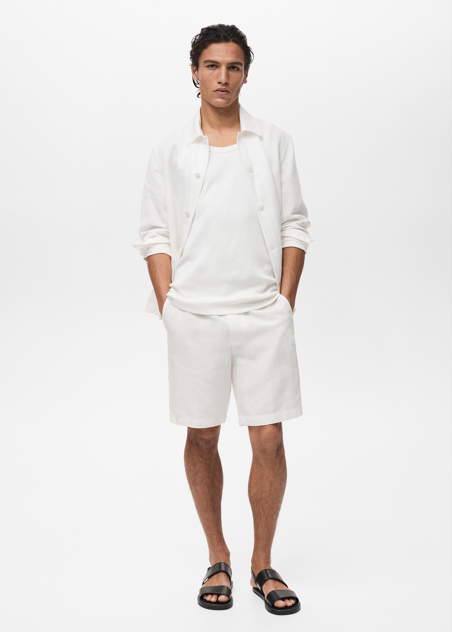 Bermuda Shorts Shorts Skinny Fit Linen Lyocell Slim-fit Bermuda