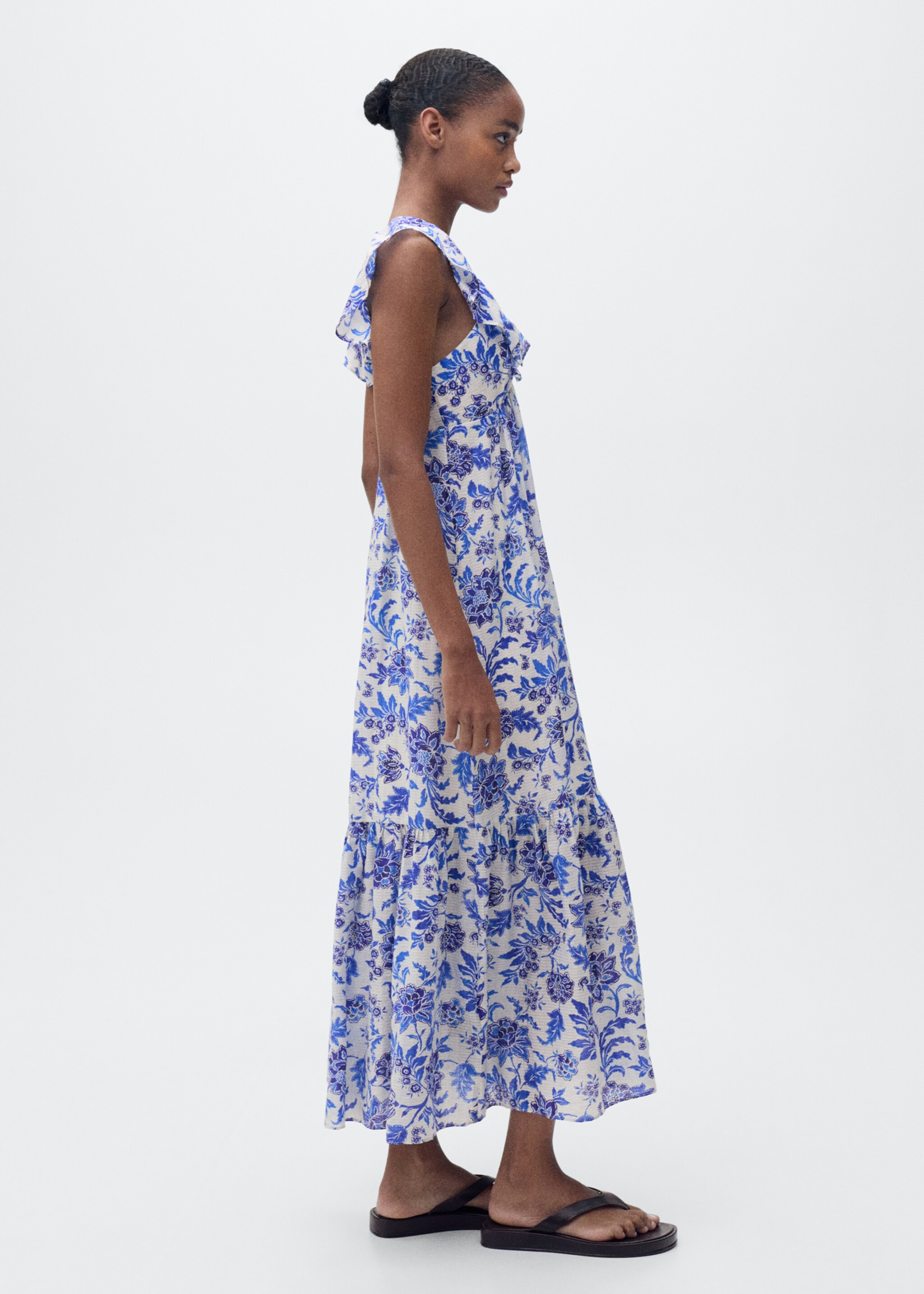 Ruffled floral print dress - General plane