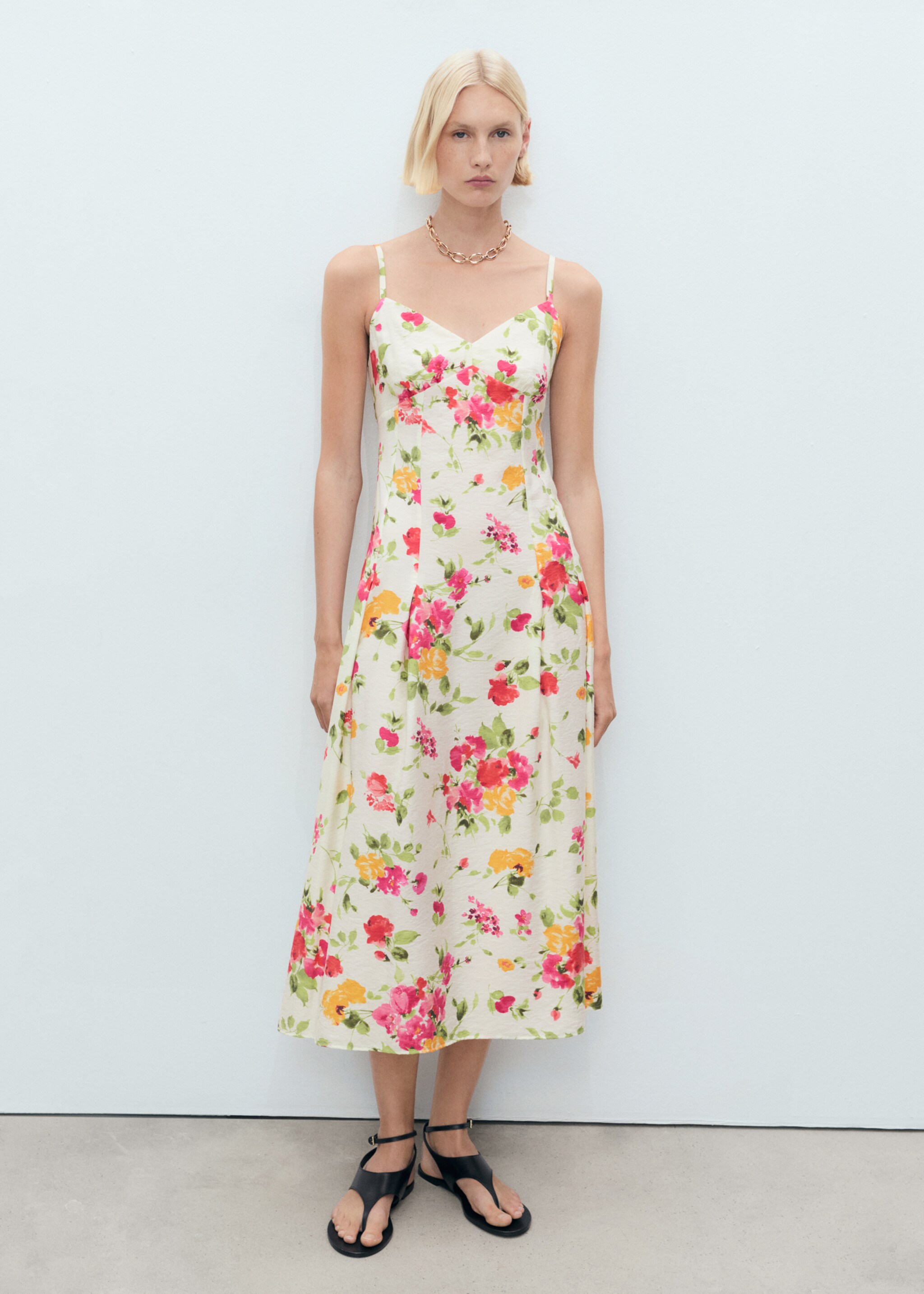 Floral-print flared dress - General plane