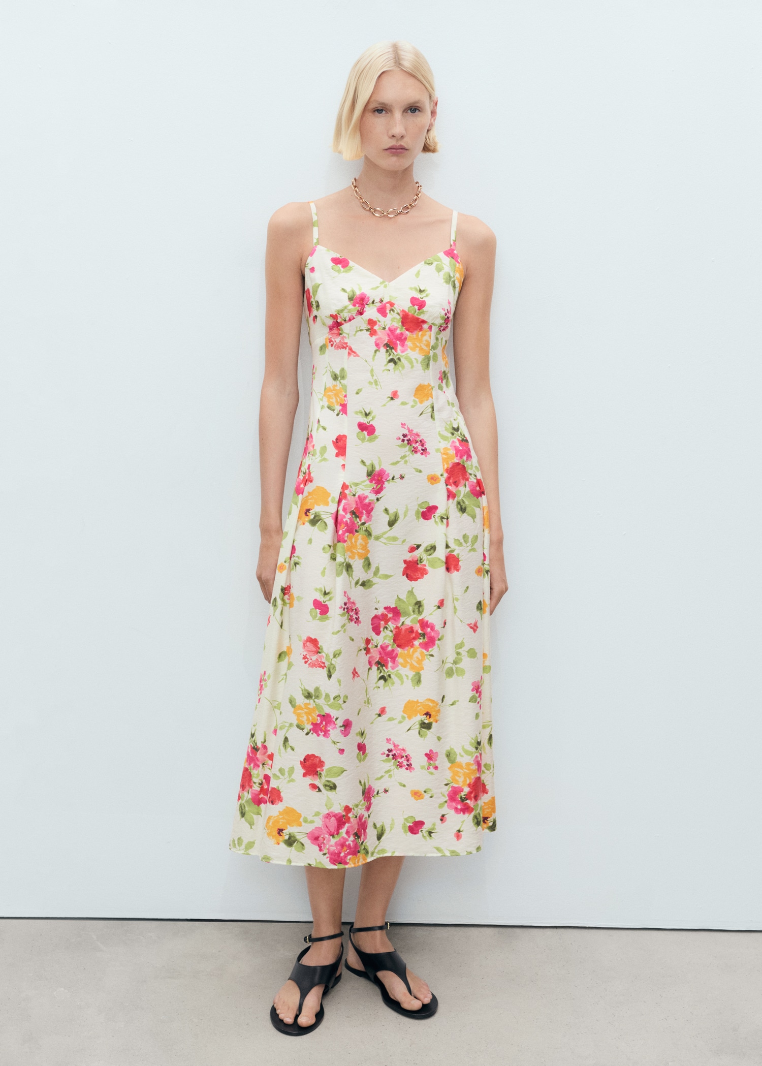 Floral-print flared dress - General plane