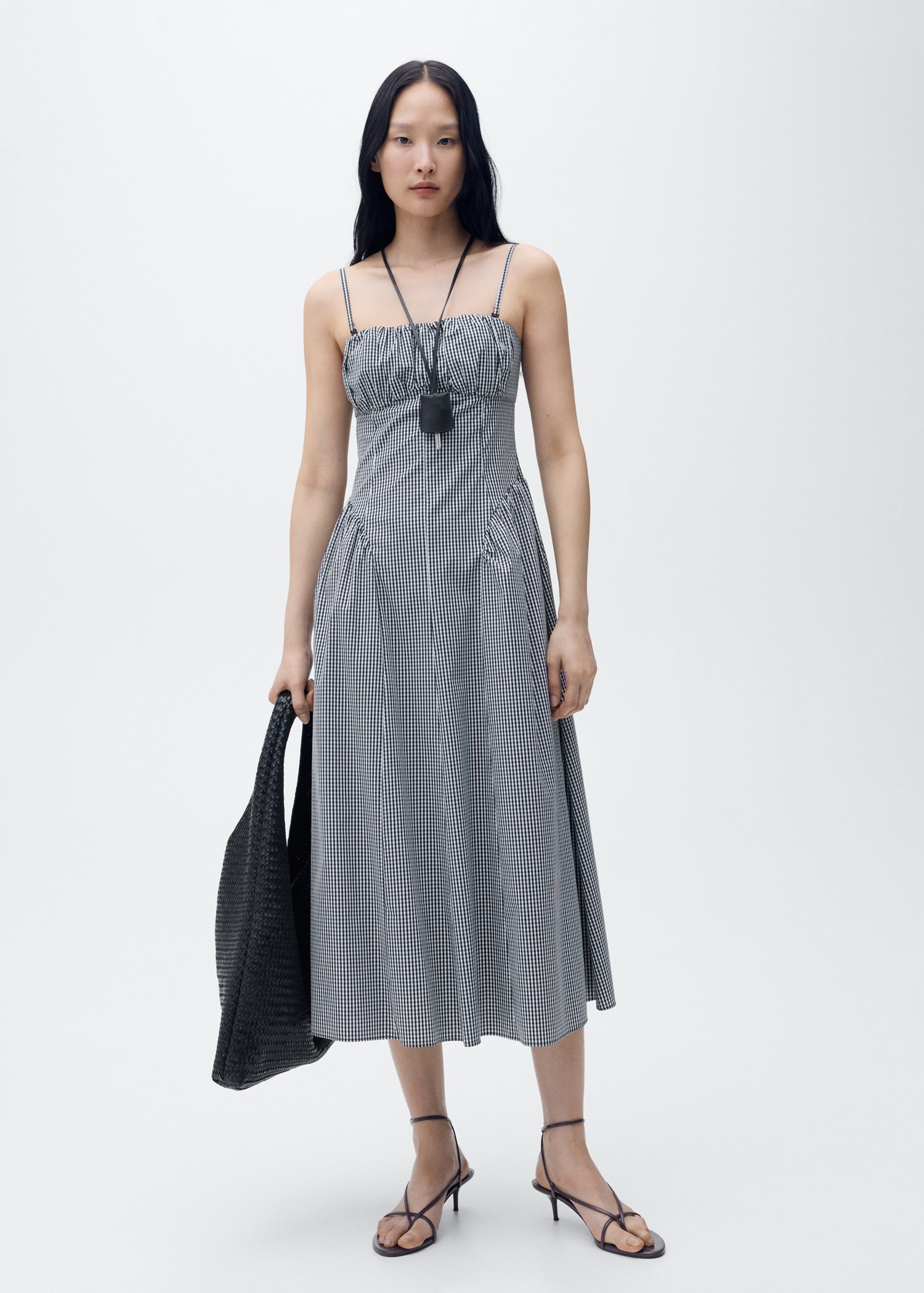 Vestido midi estampado vichy - Plano general