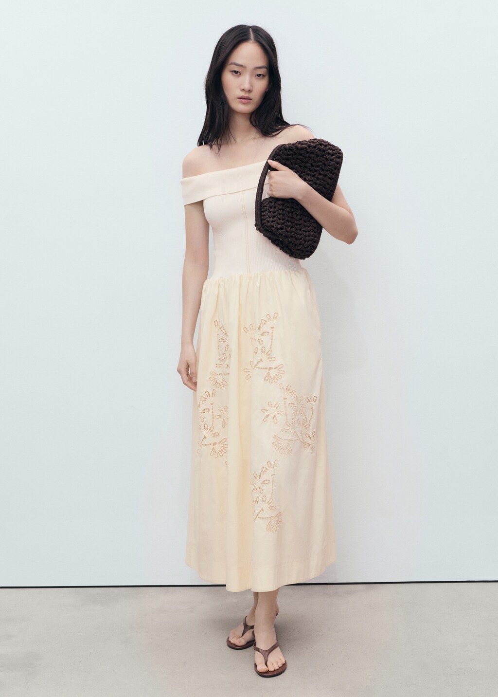 Combined dress with embroidered details - image 2