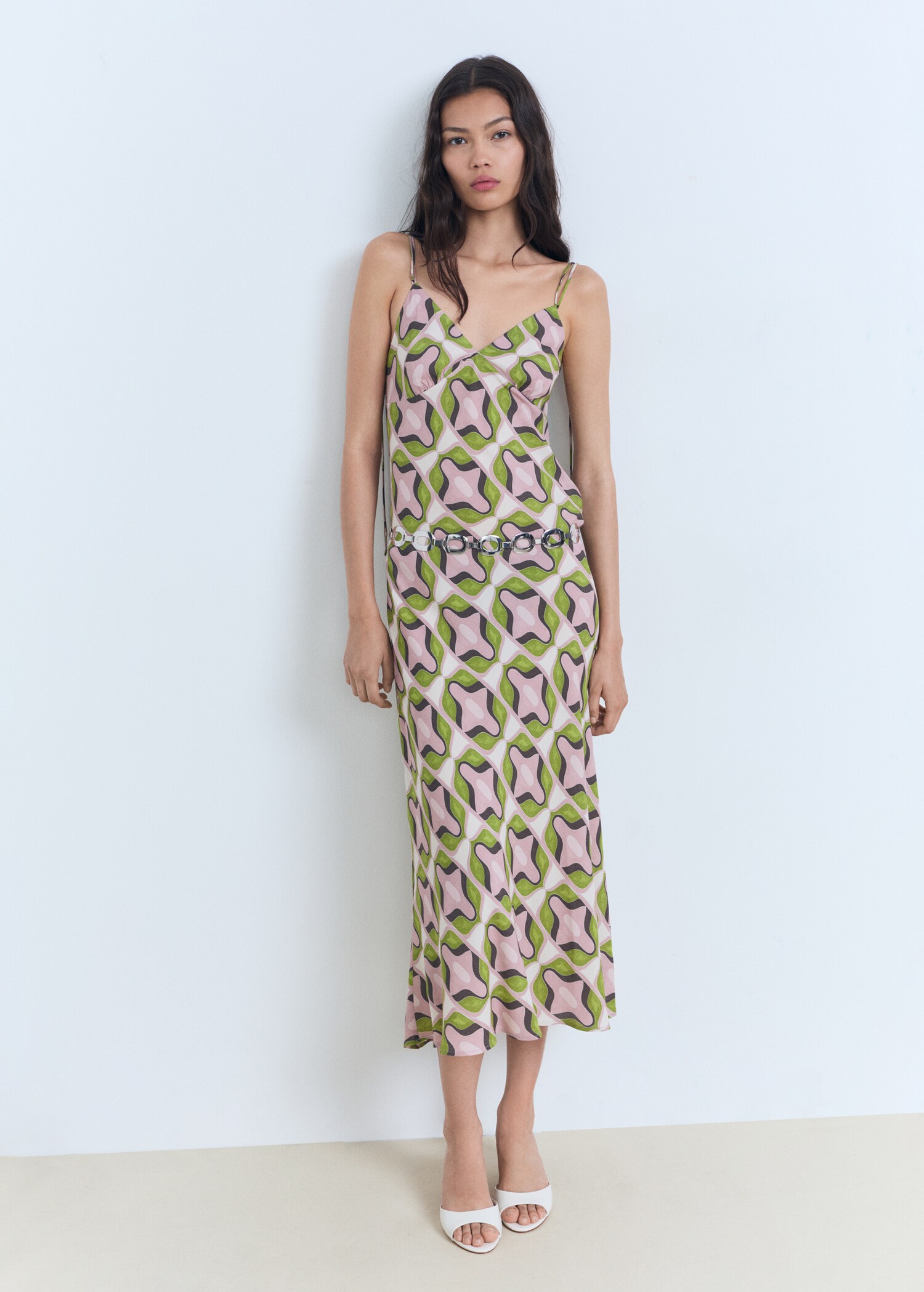 Midi-jurk met abstracte print - Overzichtstekening