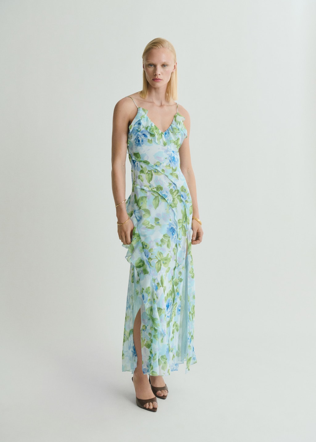 Ruffled floral print dress | MANGO Japan