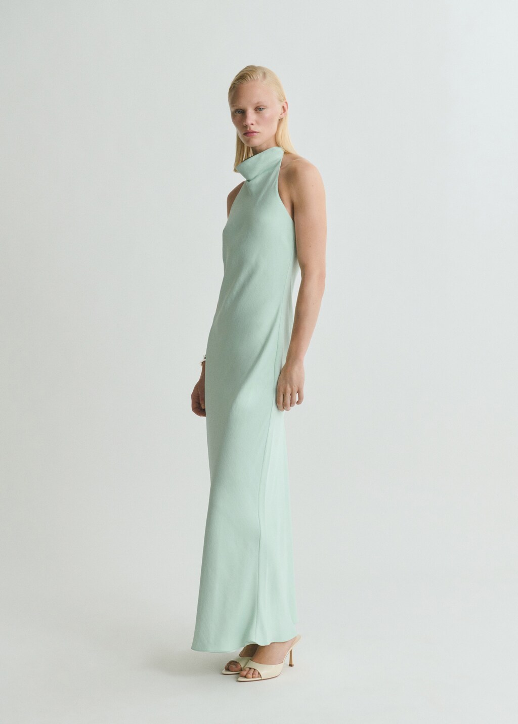 Satin halter neck dress - image 2