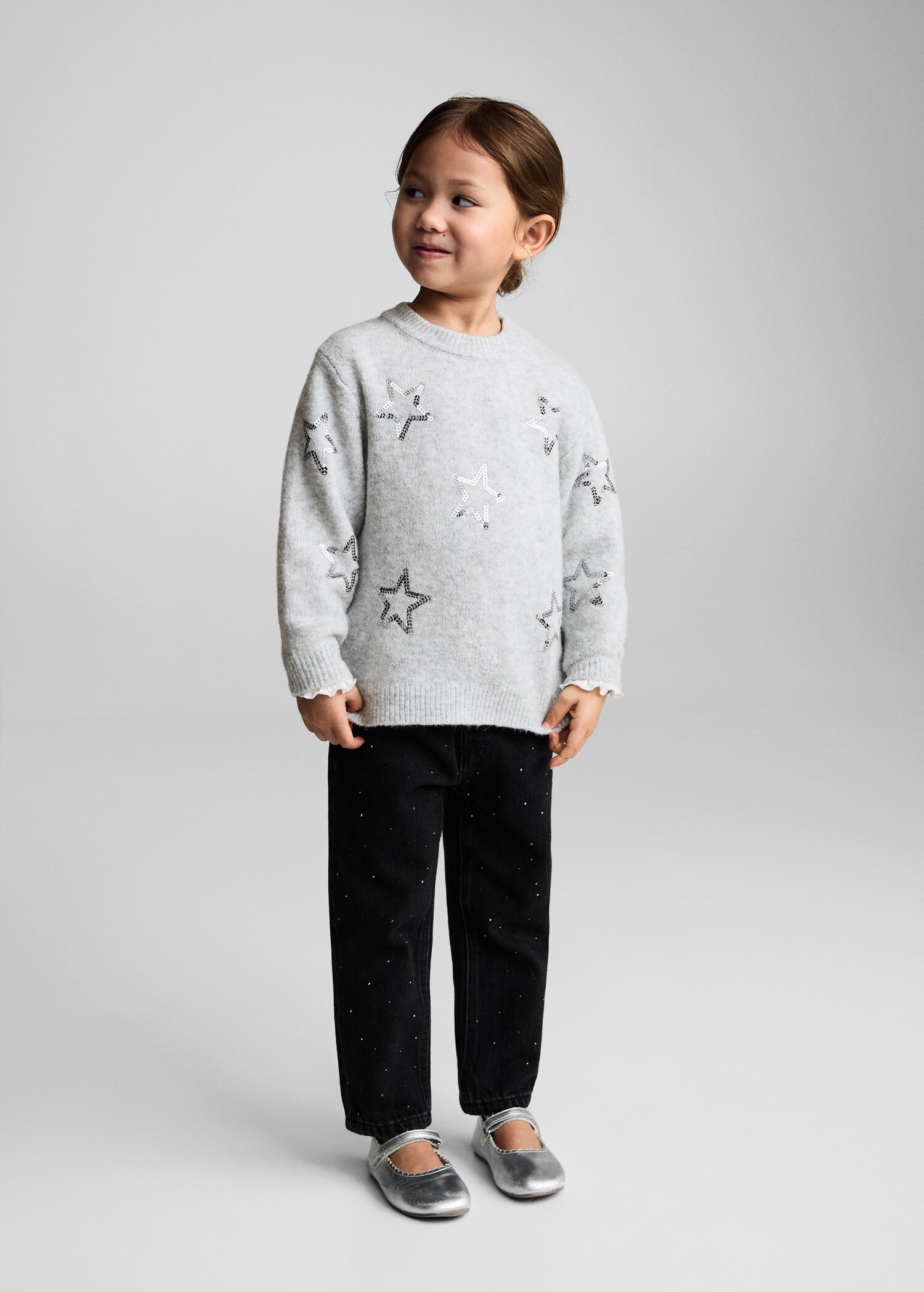 Paperbag jeans met glitters - Overzichtstekening