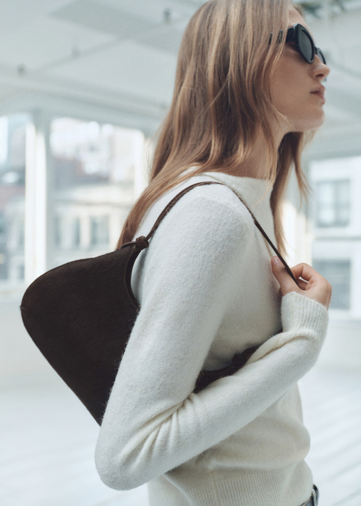 Sac porté épaule cuir imitation fourrure - Plan général