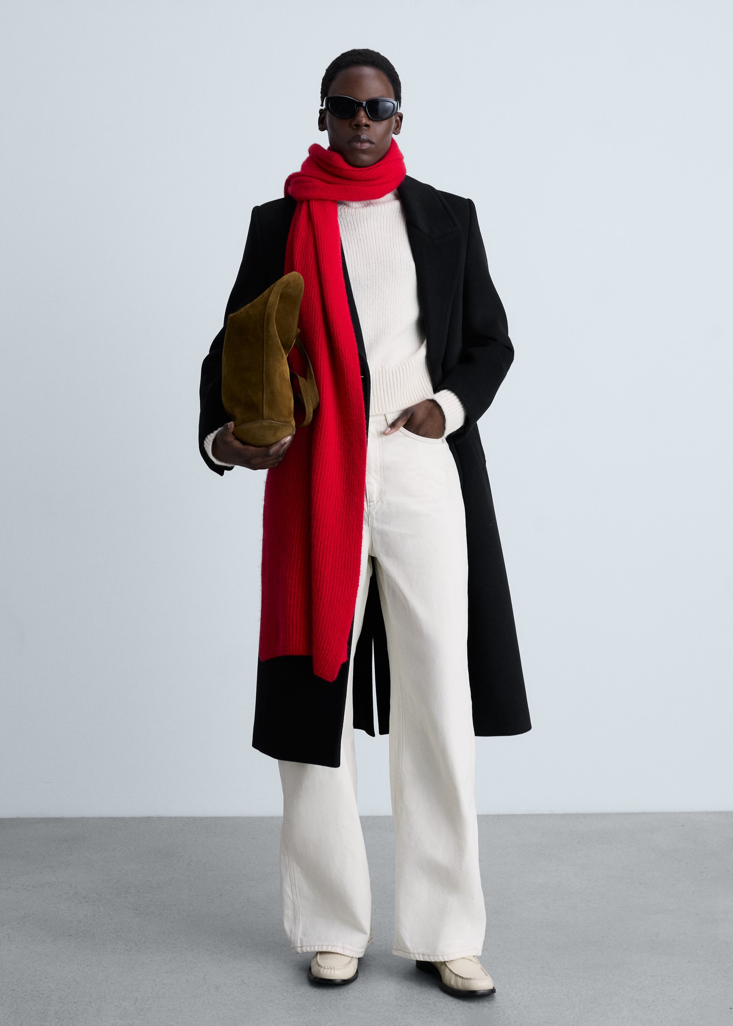 Damen Mantel Wollmantel Rot Tailliert Wollmantel Mit Revers Mango