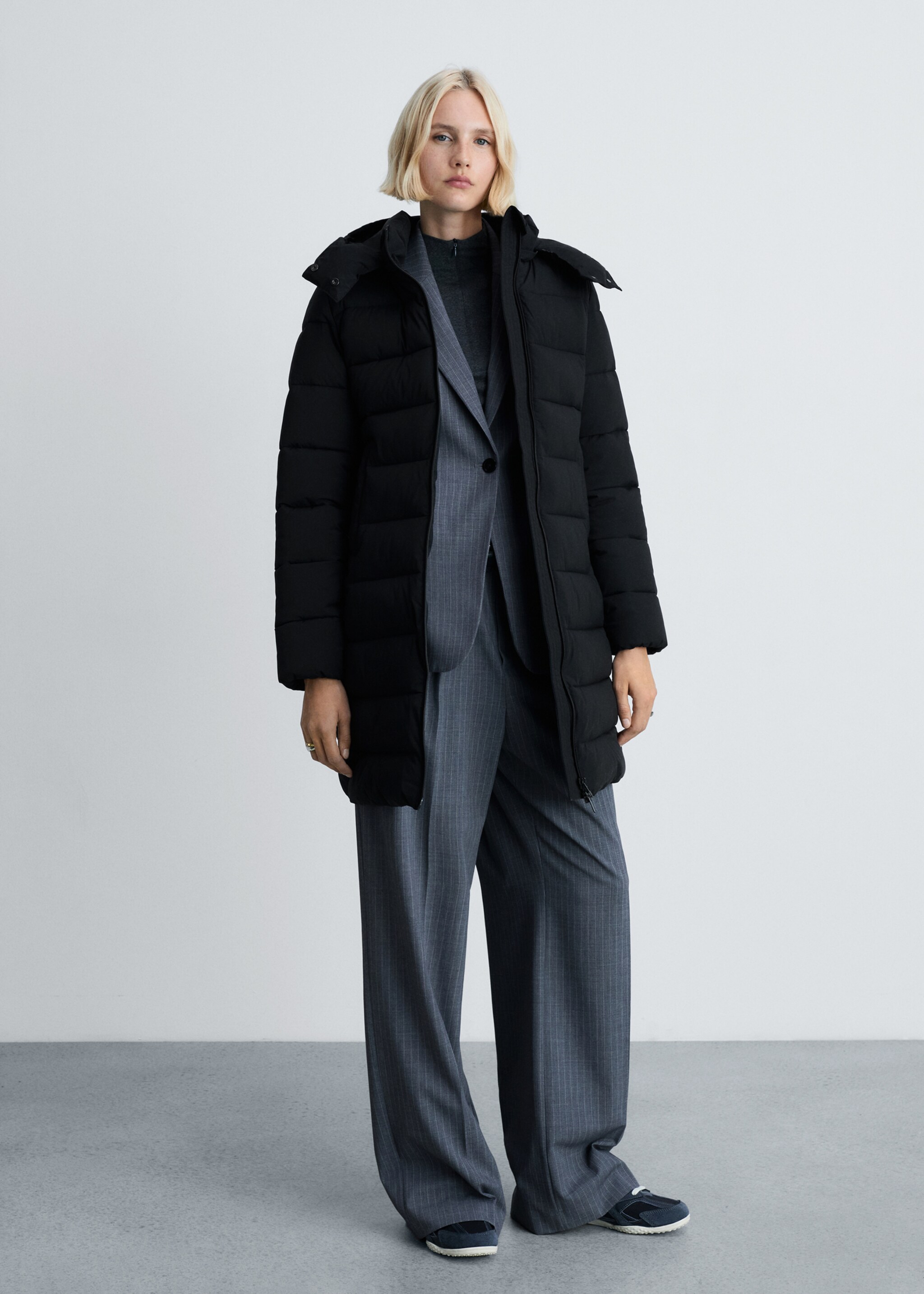 Waterproof padded midi anorak - General plane