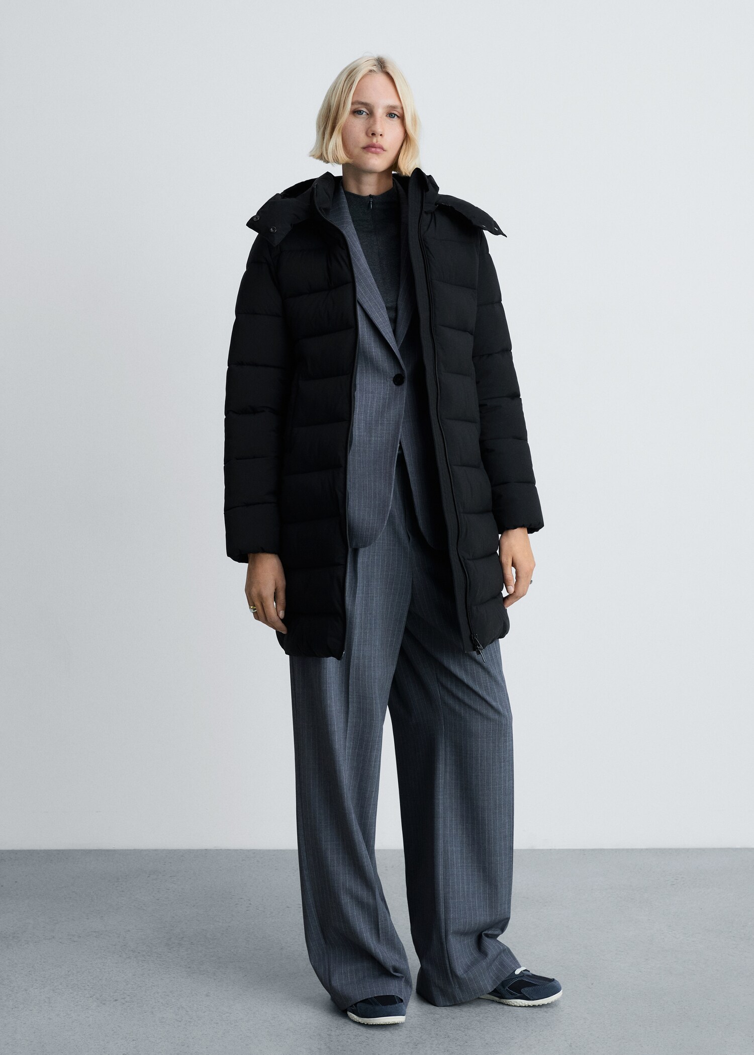 Waterproof padded midi anorak - General plane
