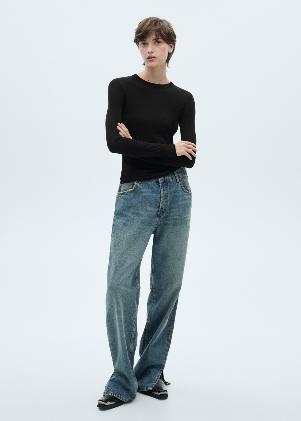 Long-sleeved fitted t-shirt - image 2