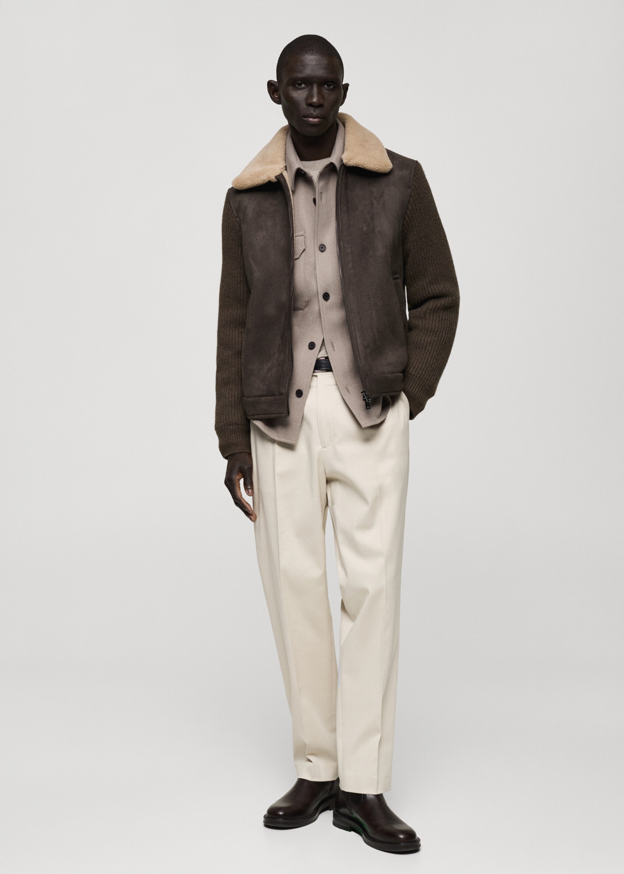Shearling and suede-effect jacket - General plane