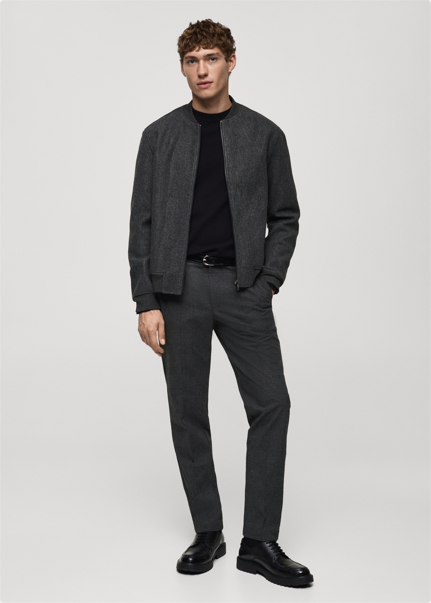 Regular-fit flannel bomber jacket Men MANGO Lebanon