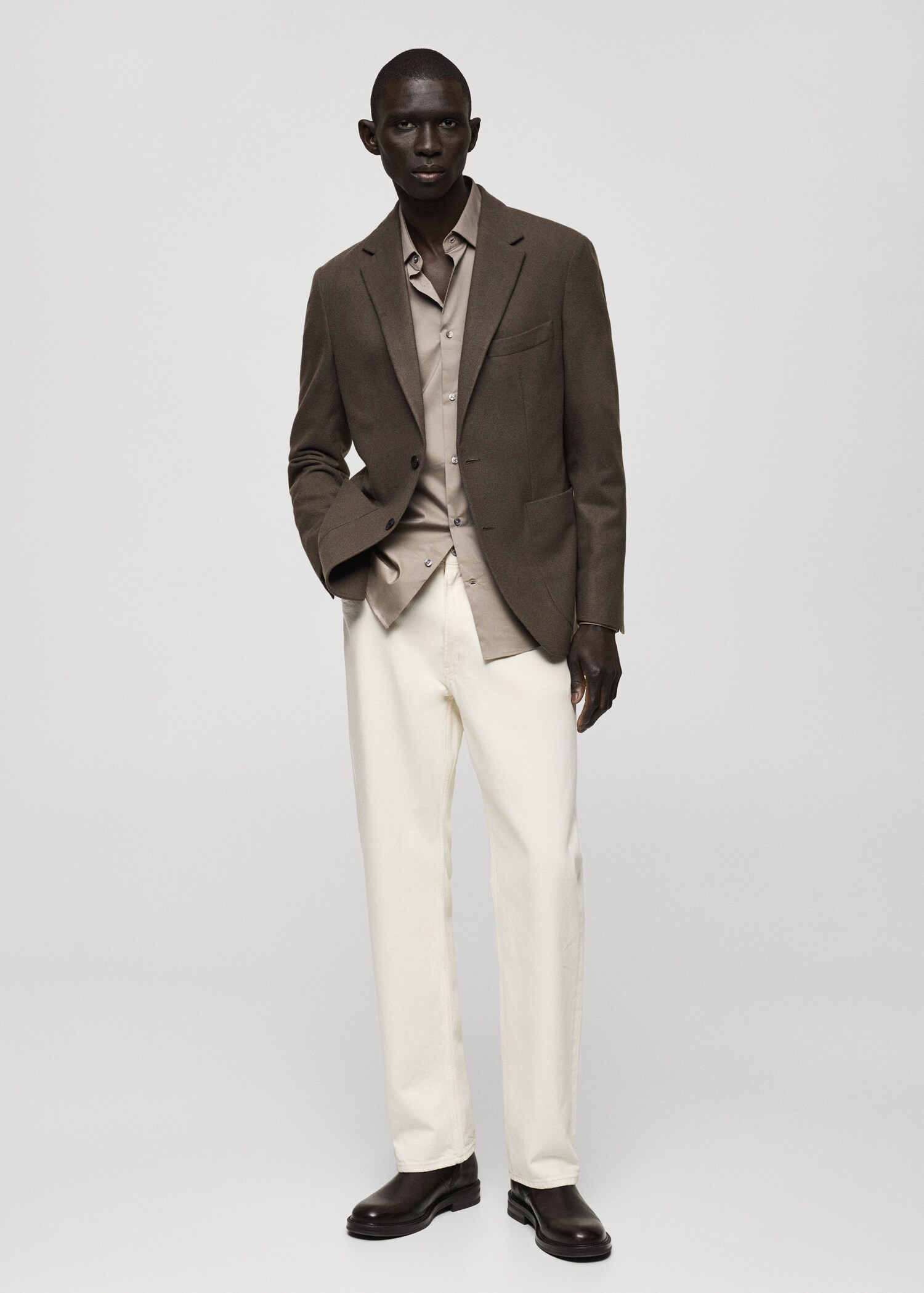 Blazer campuran wol slim fit - Tampilan Umum