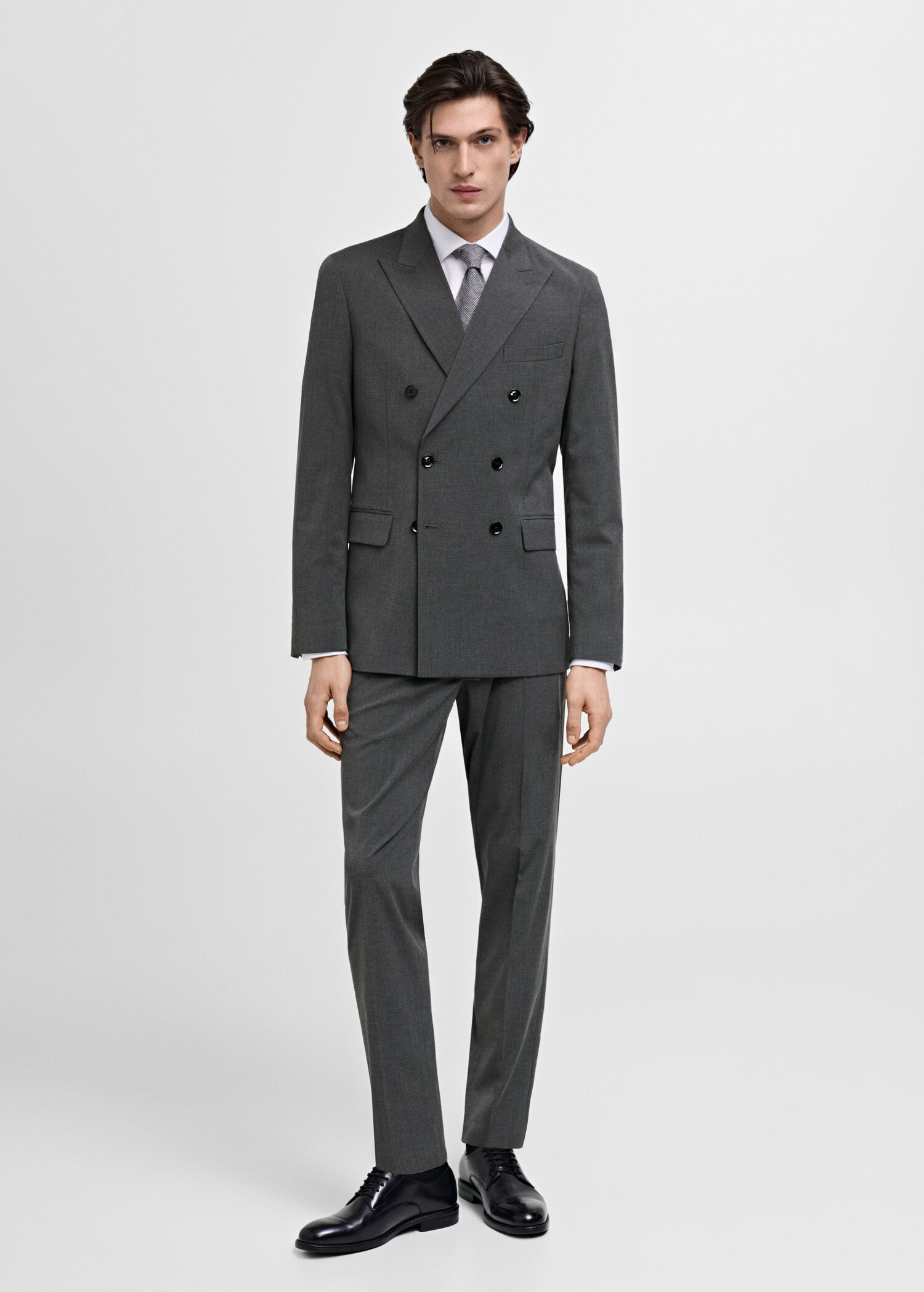Monaco double-breasted slim-fit suit jacket - General plane