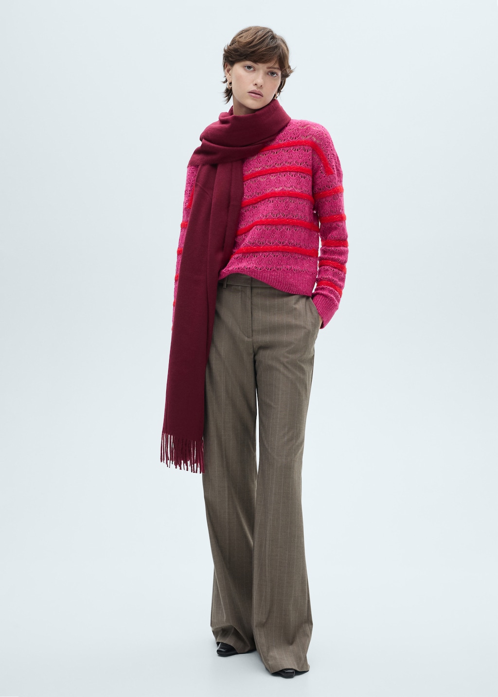 Two-tone openwork sweater - Women | MANGO USA Two-tone openwork sweater - Women | MANGO USA