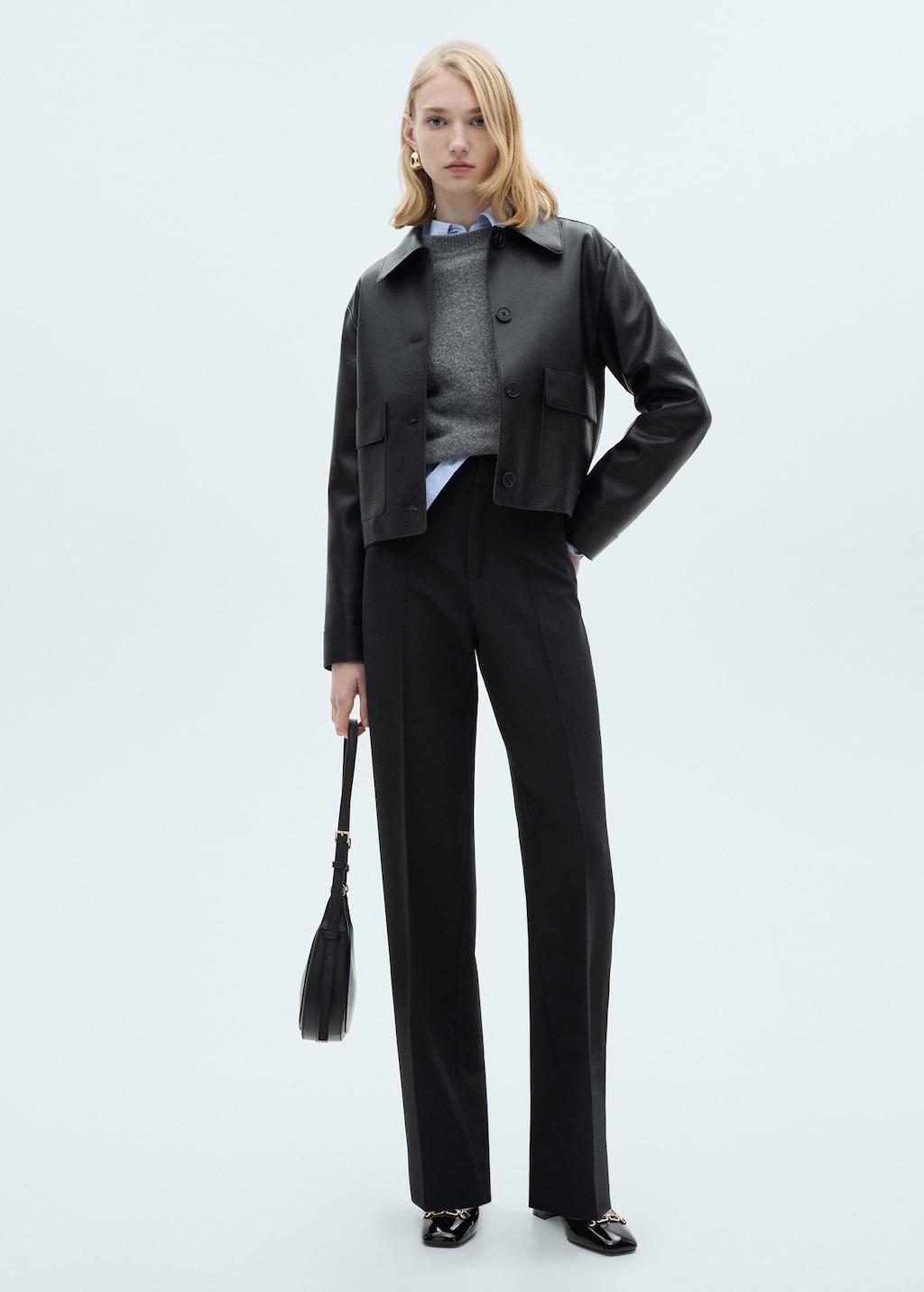 Straight-fit pleated trousers