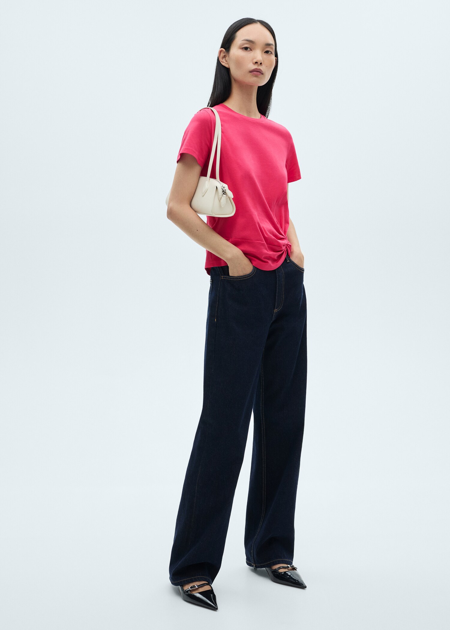 Cotton t-shirt with knot detail - General plane
