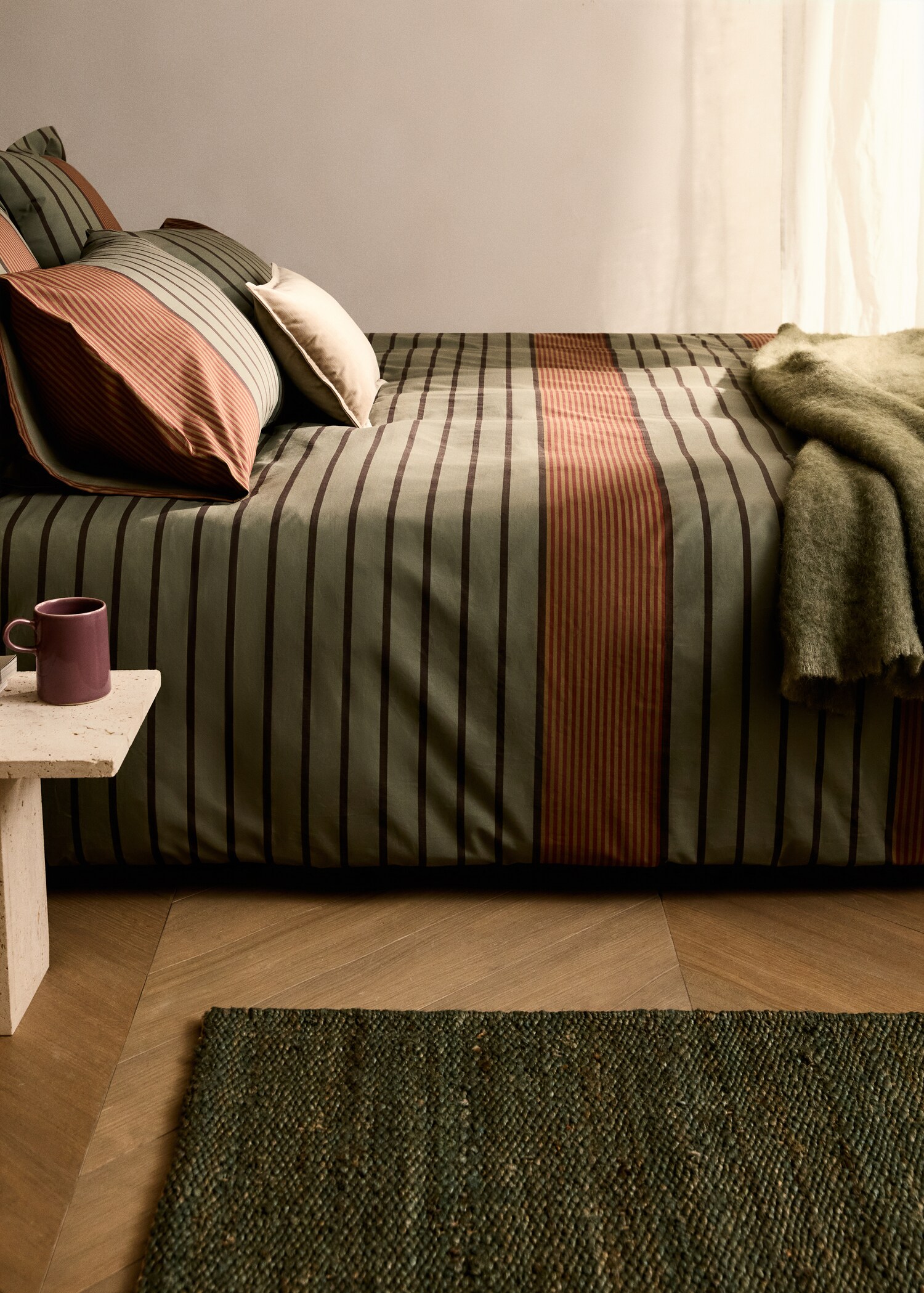 Housse de couette percale de coton rayures multiples lit 90 cm - Plan général