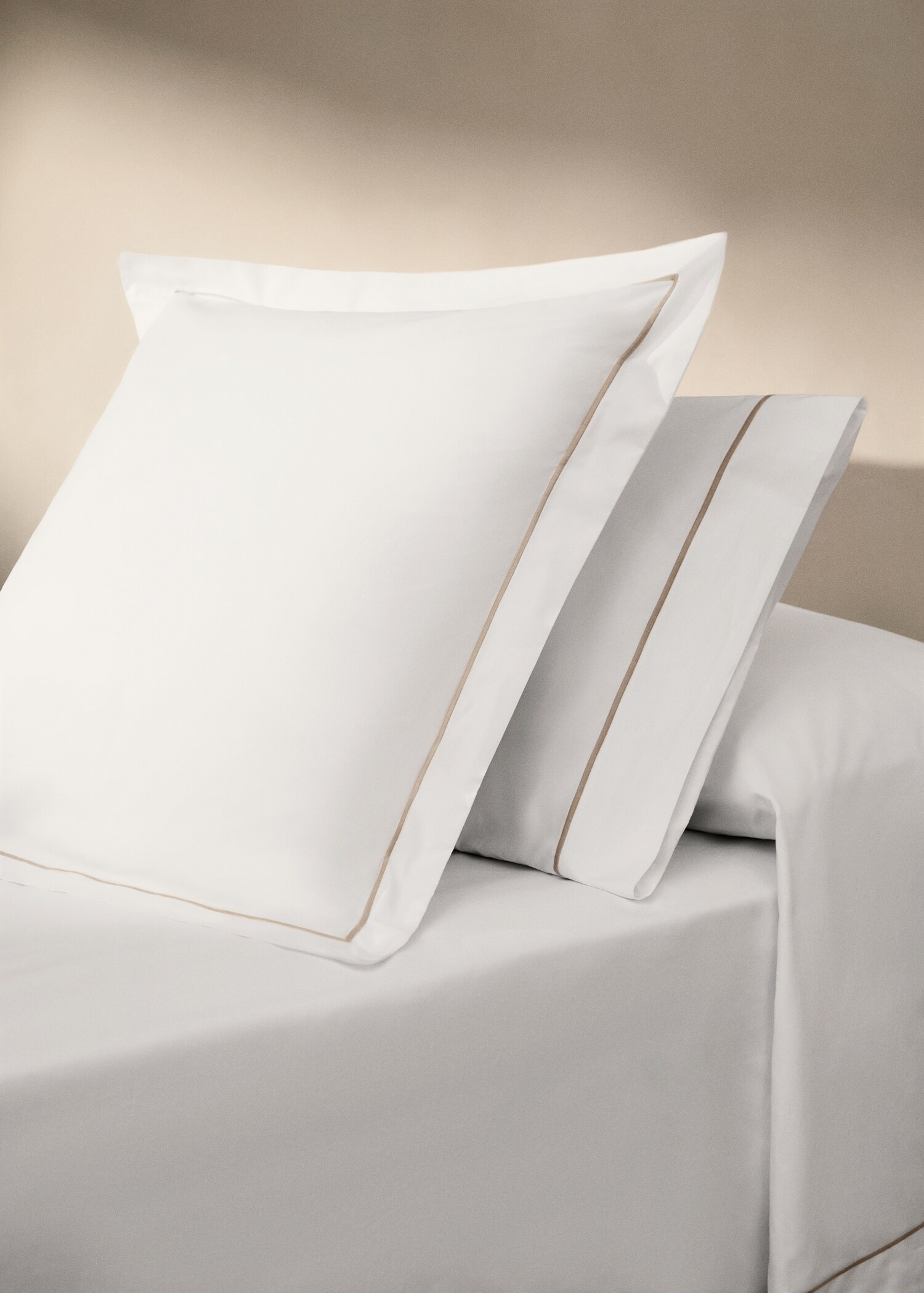 Taie d'oreiller percale de coton détail feston  45x110 cm - Plan général