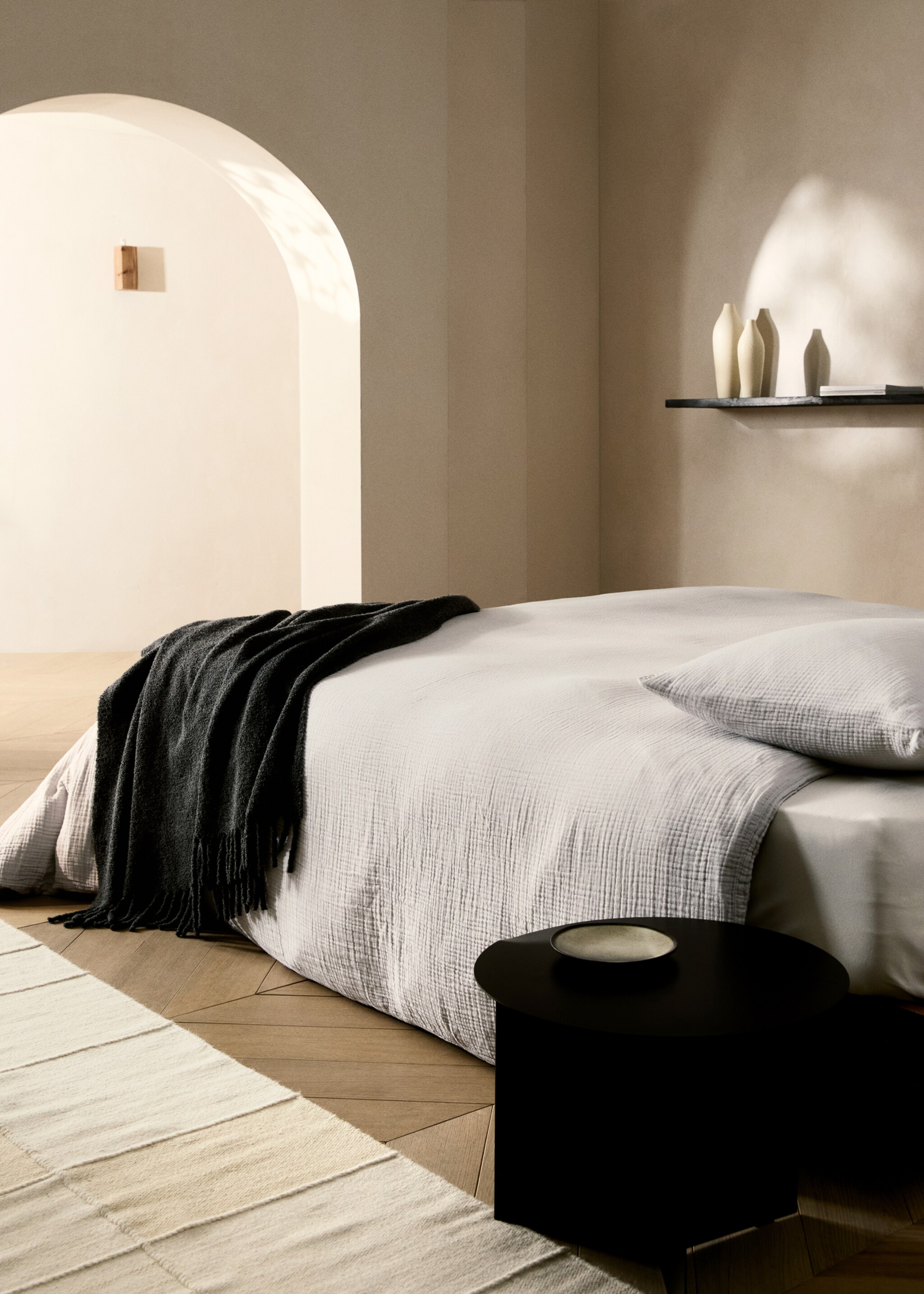 Housse de couette gaze de coton lit 135/140 cm - Plan général, Gris clair/pastel. Ref: 87013004-00.