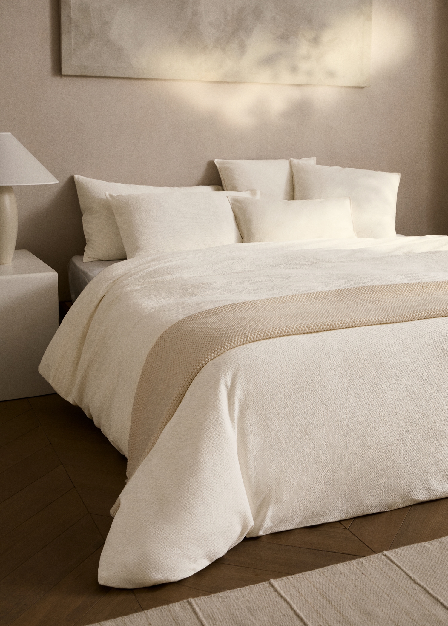 Percale cotton textured duvet cover for 180/200 cm bed - General plane