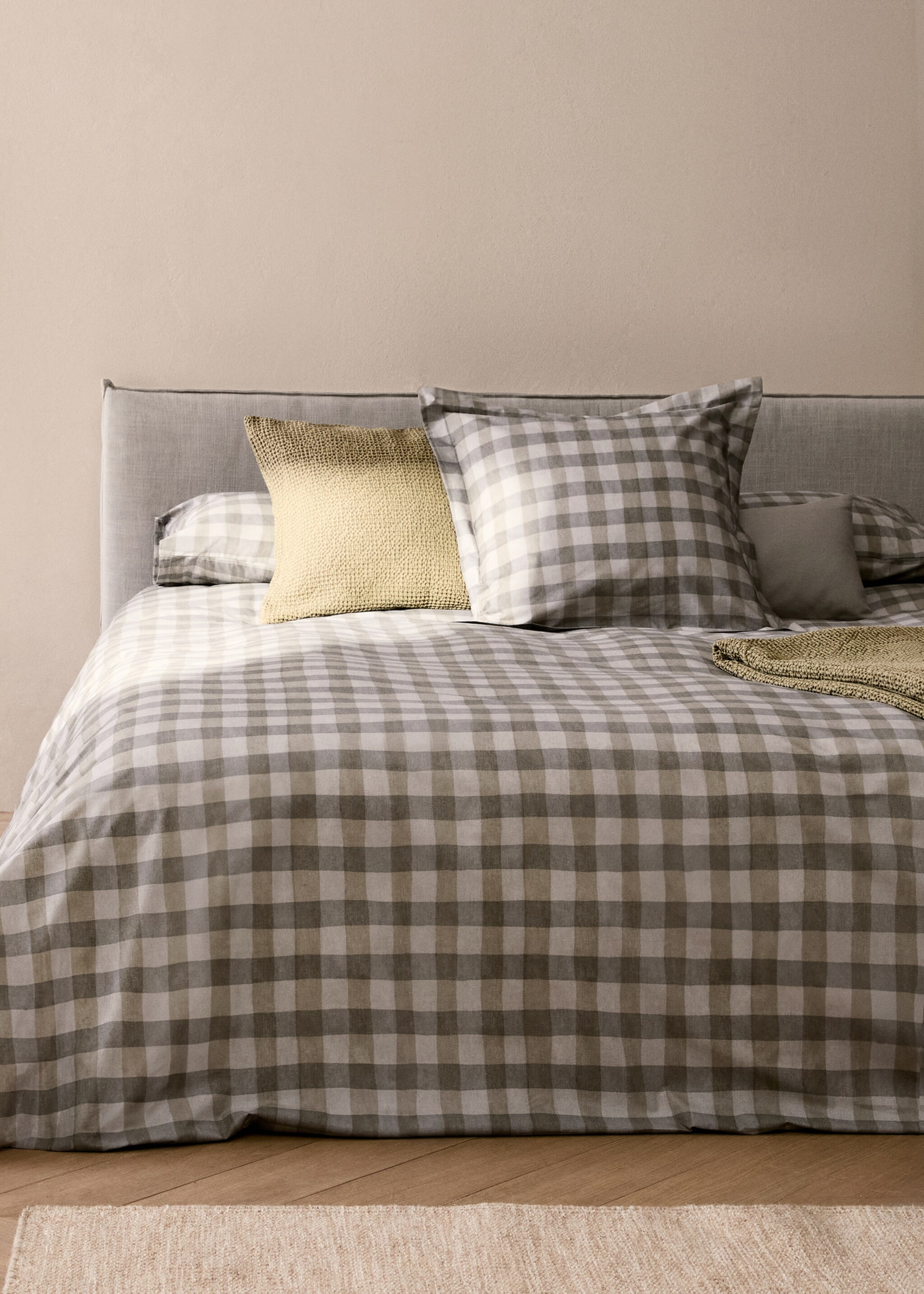 Karierter Bettbezug aus Baumwoll-Perkal für 90 cm Bett - Allgemeine Ansicht