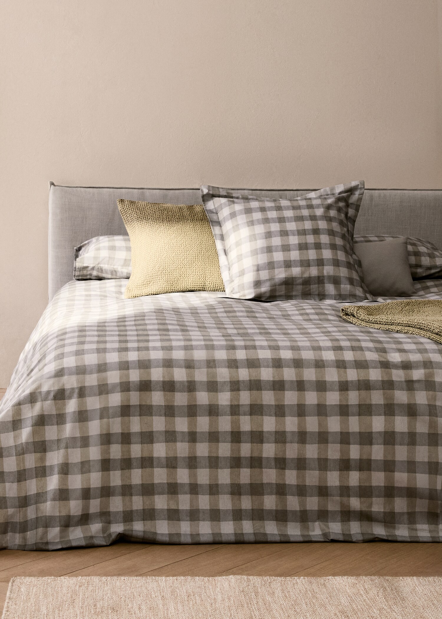 Cotton percale check duvet cover for 135/140 cm bed - General plane