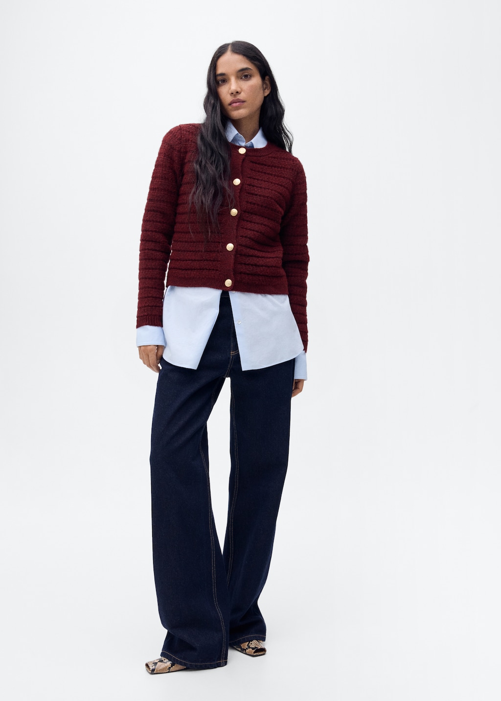 Mango Knitted jacket with openwork details