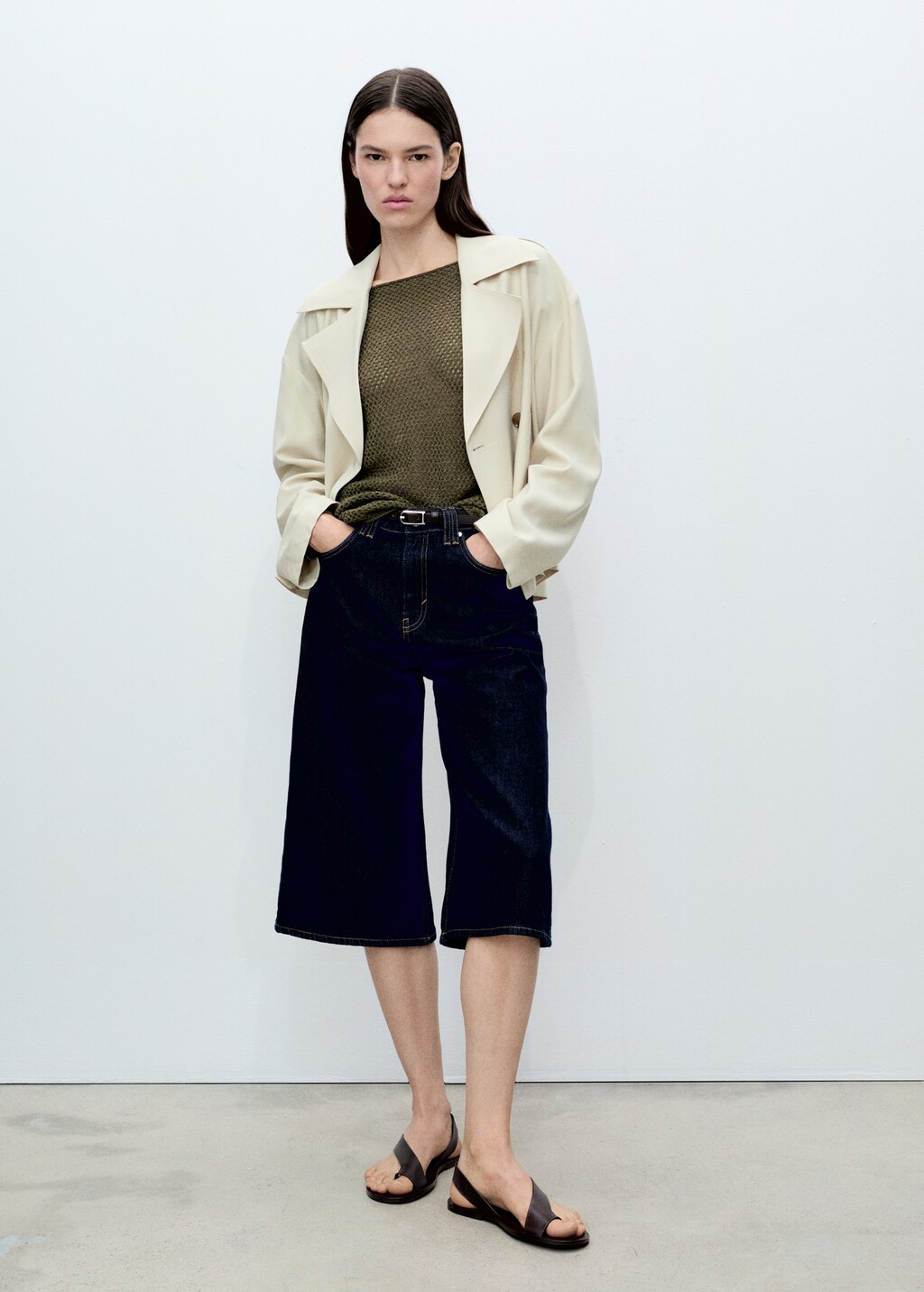 Mango Knitted boat-neck sweater with lace pattern