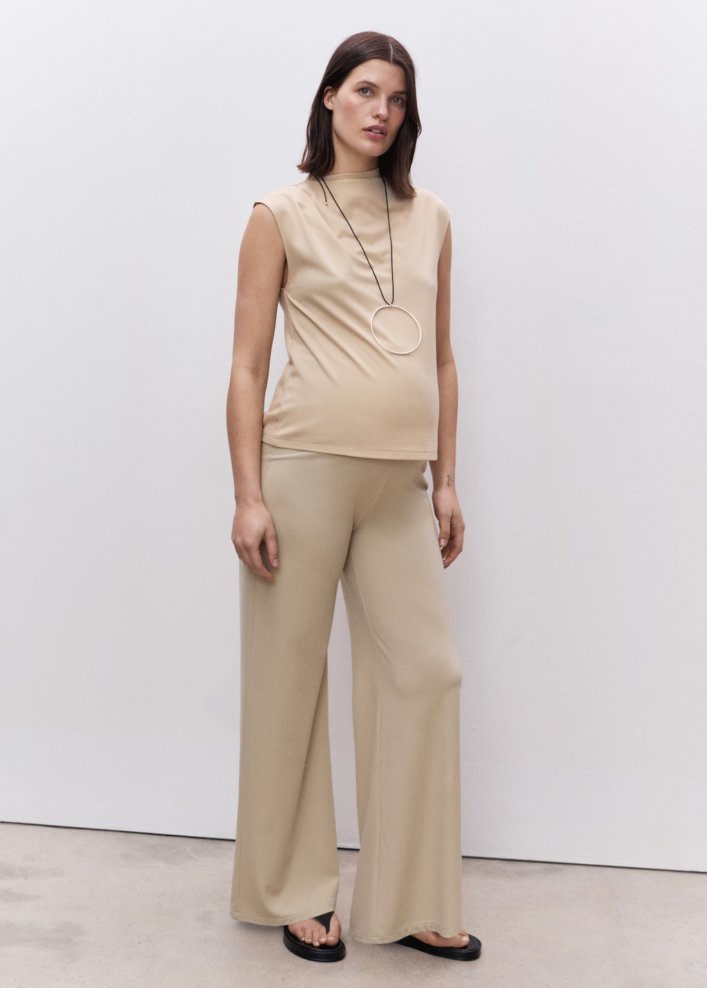 Mango Draped neck sleeveless t-shirt