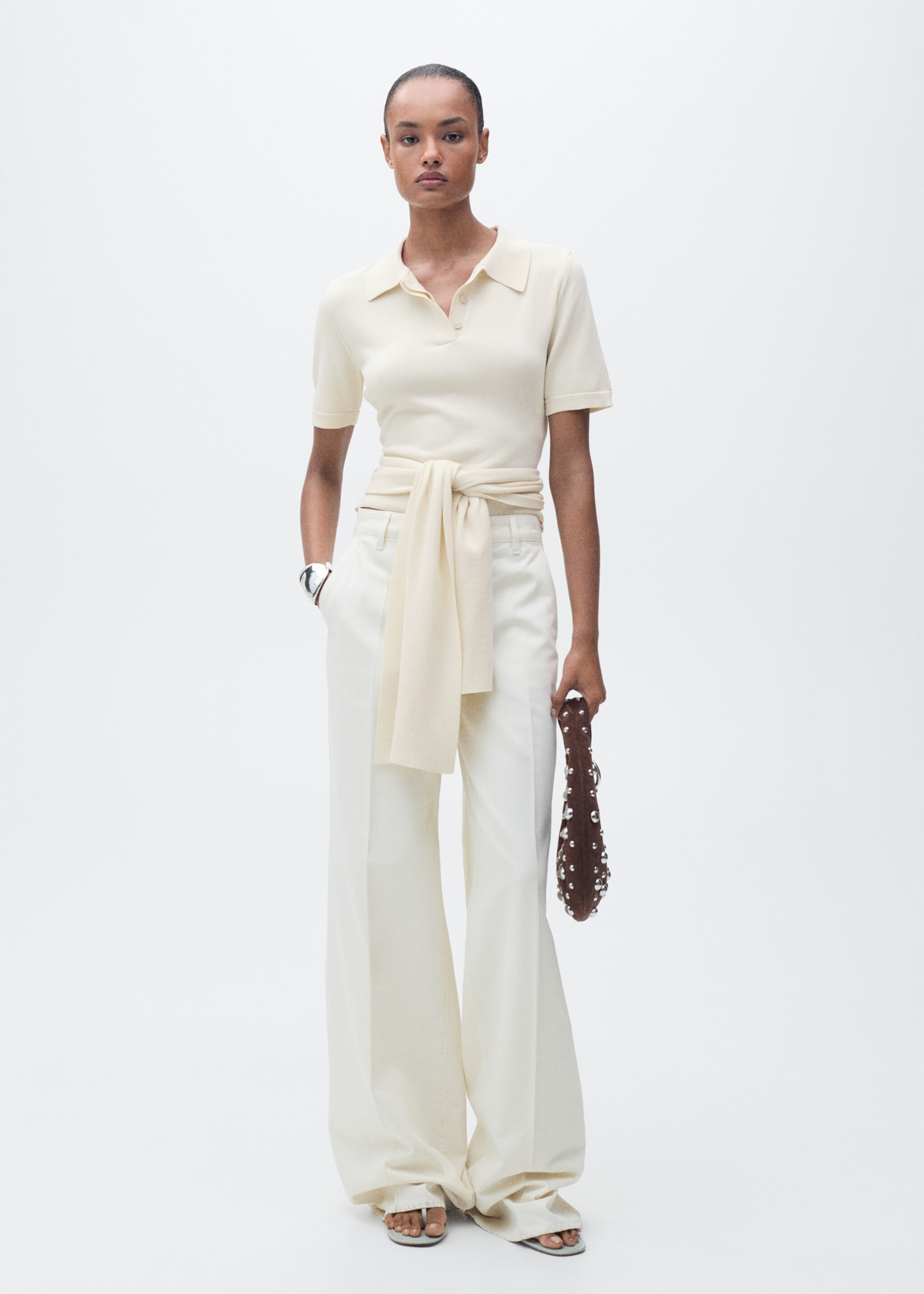 Short-sleeved sweater with knot detail - General plane