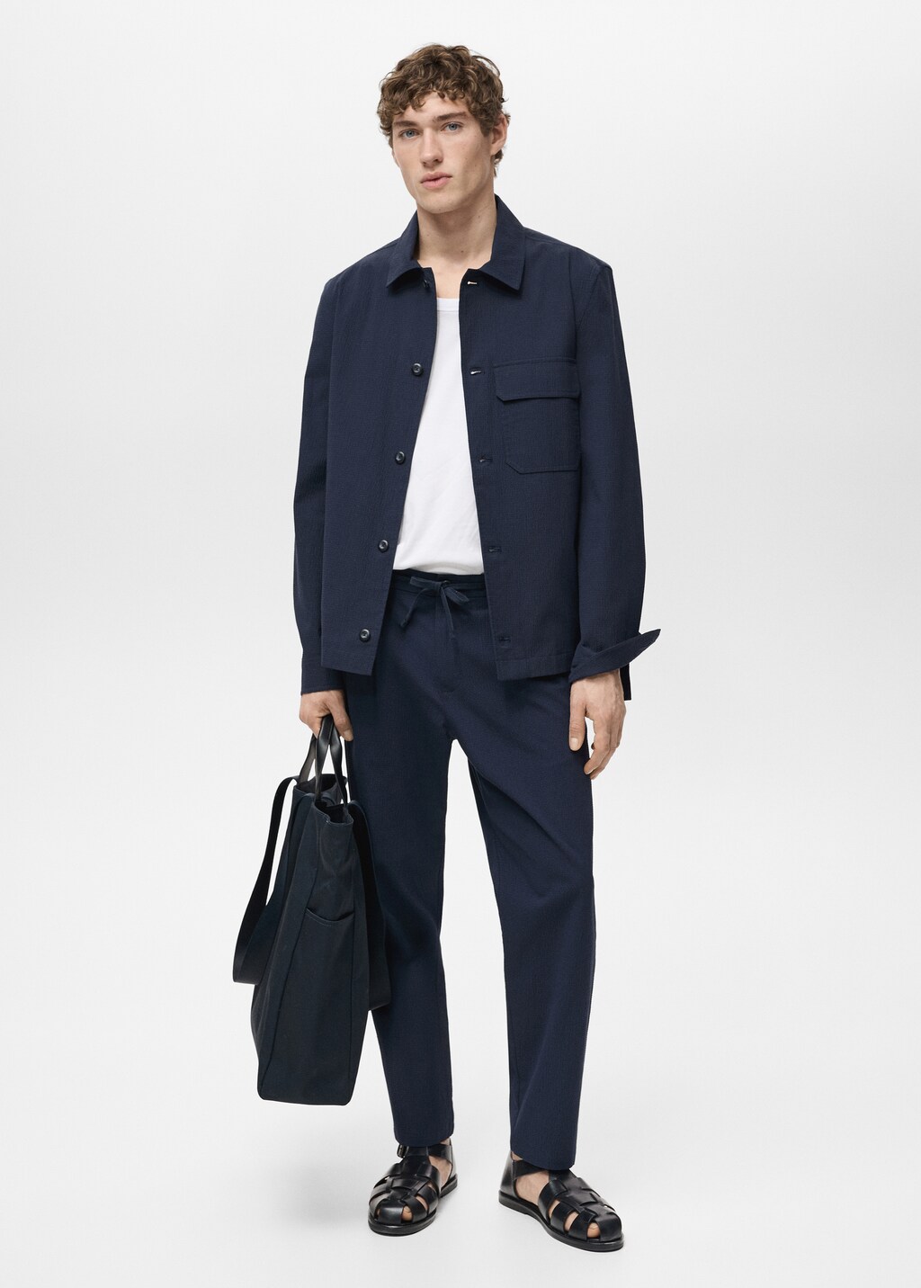 テンダーロインSEERSUCKER STAND COLLAR JKT NAVY