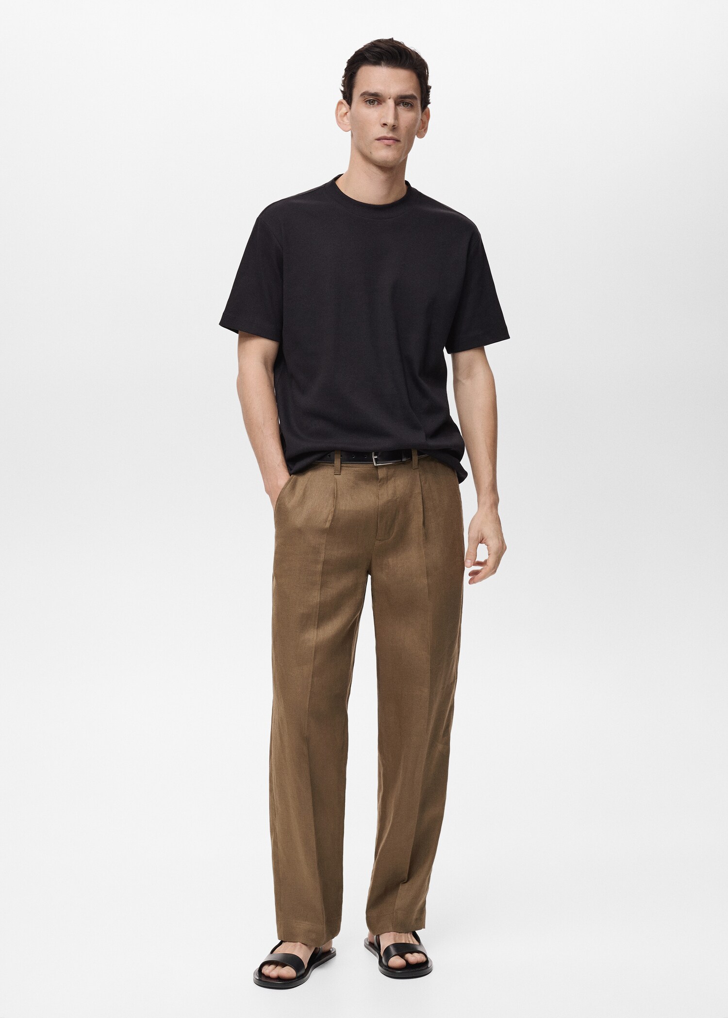 Geripptes Regular-Fit-T-Shirt aus Baumwolle - Allgemeine Ansicht