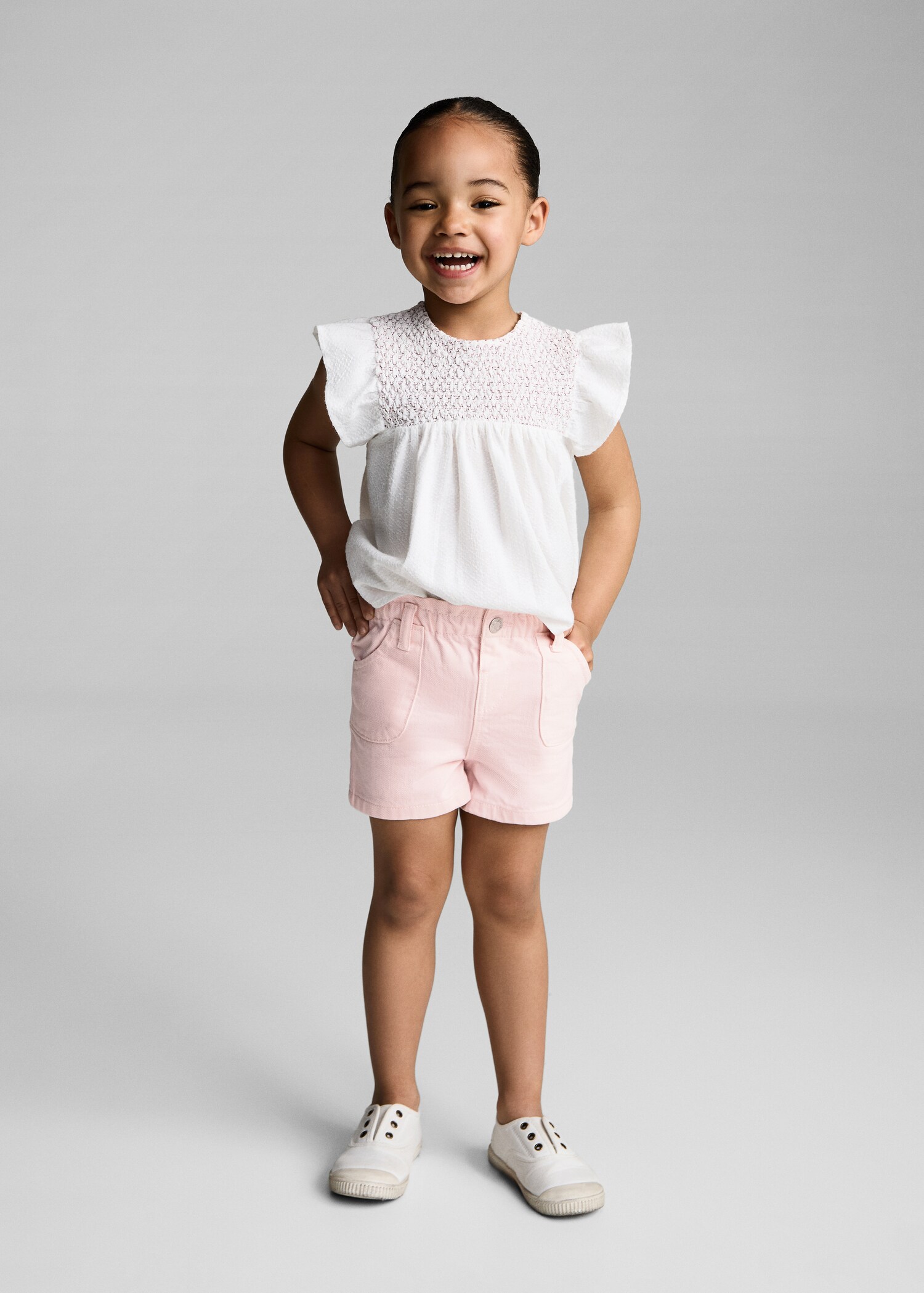 Denim paperbag shorts - General plane