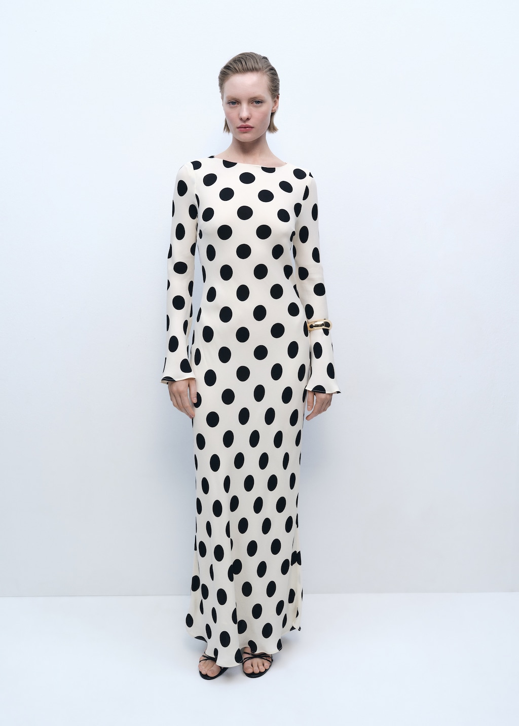 Mango Flared sleeve polka-dot dress